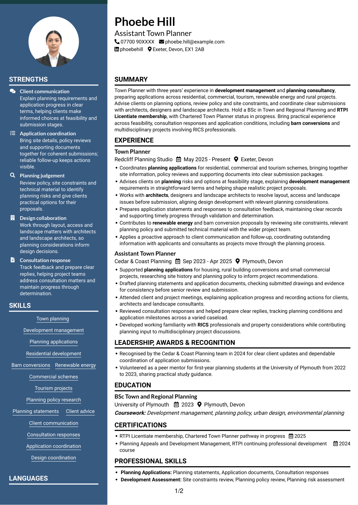 CV example — page 1