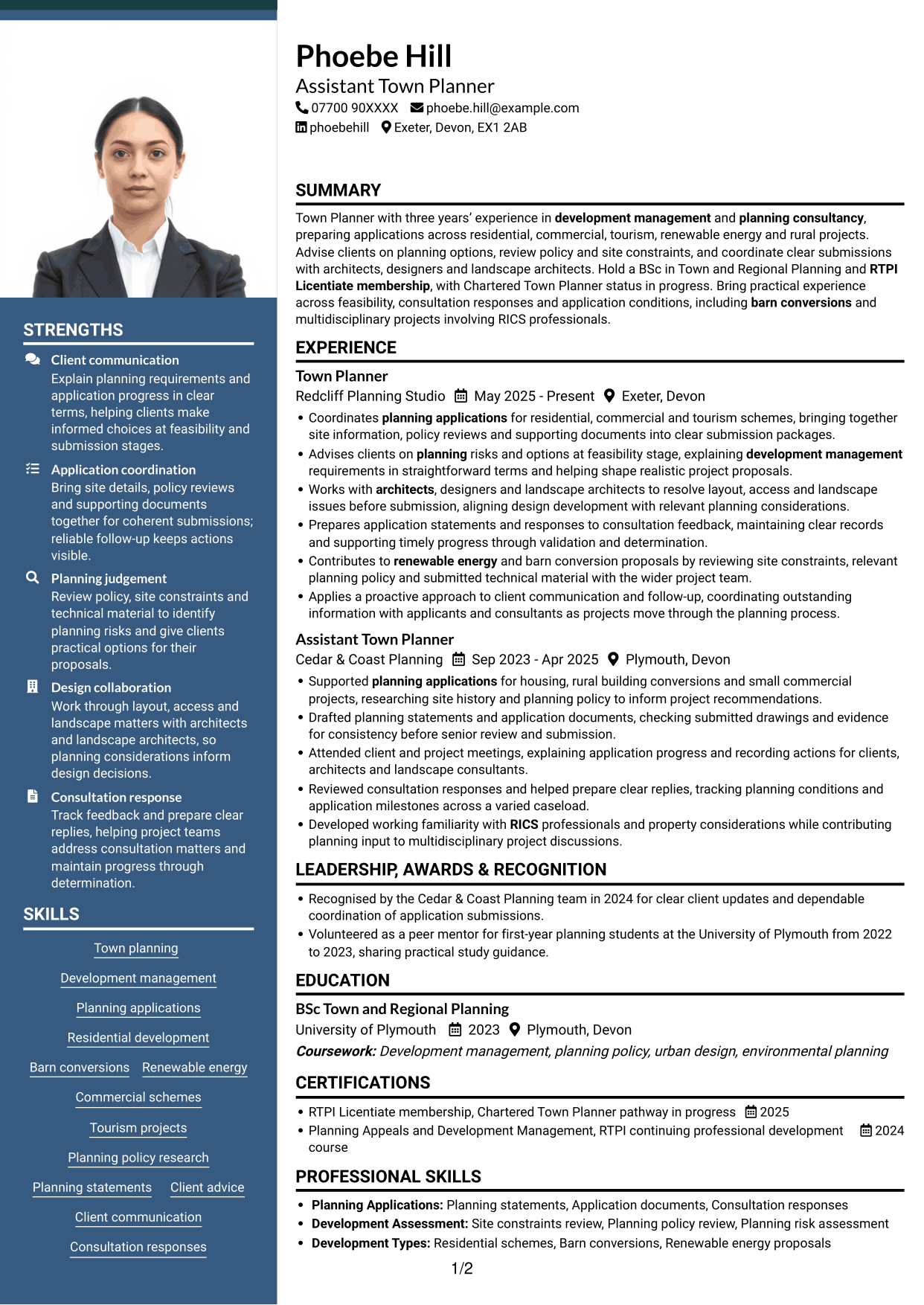 CV example — page 1