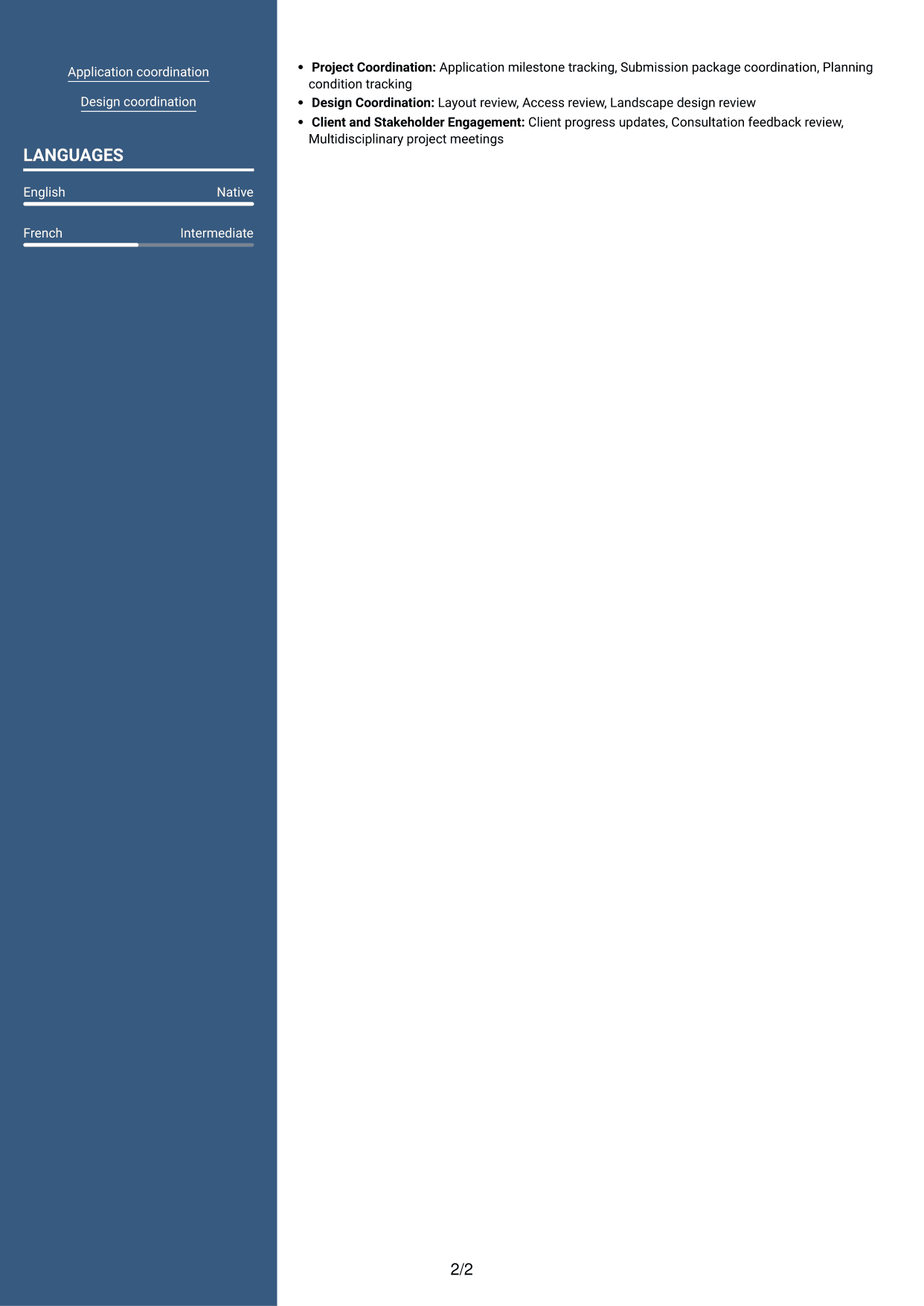 CV example — page 2