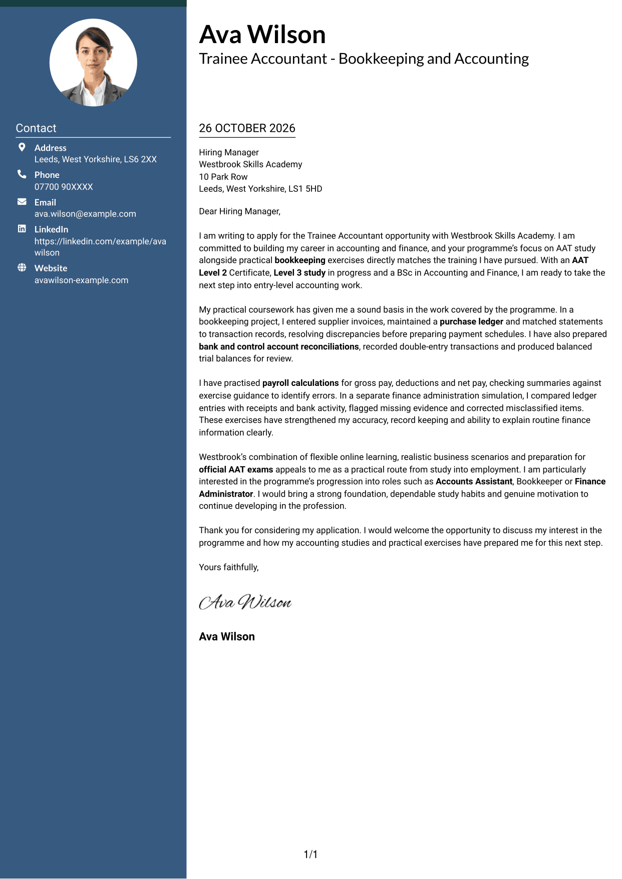 Cover letter example — page 1