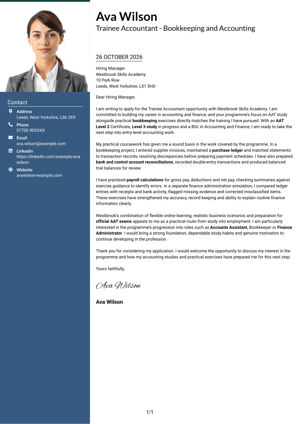 Cover letter example — page 1