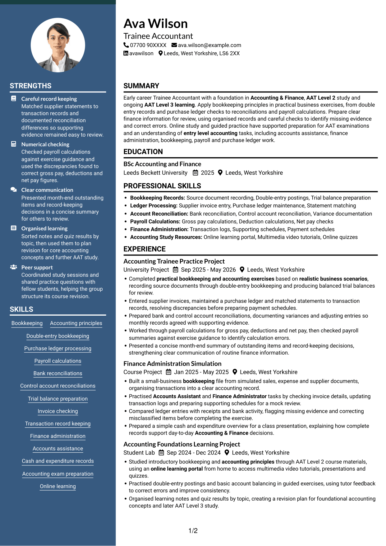 CV example — page 1