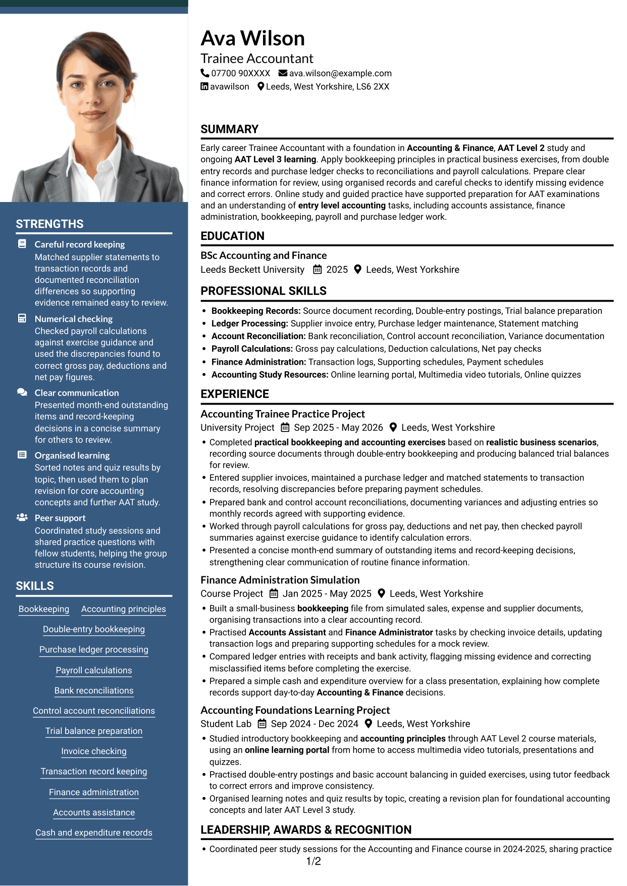 CV example — page 1