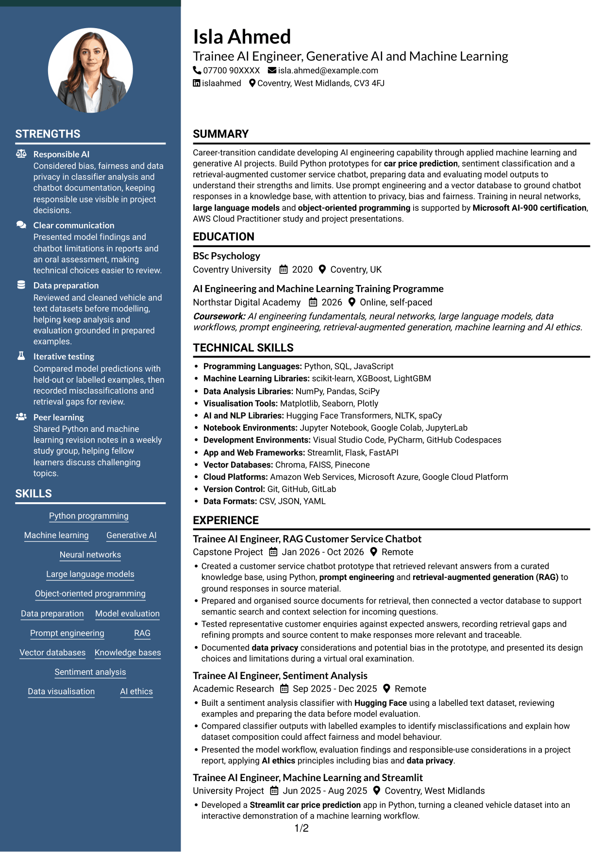 CV example — page 1