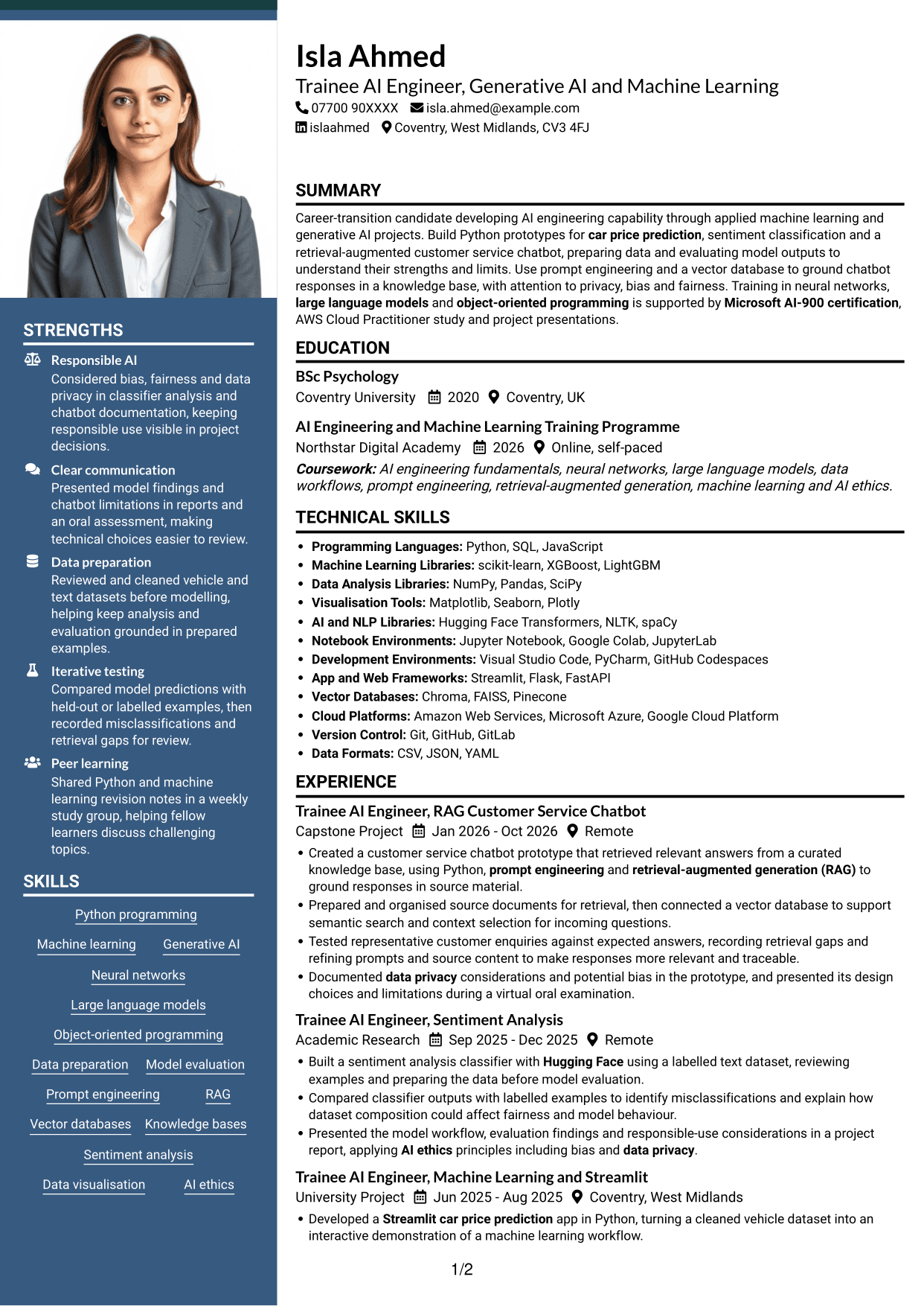 CV example — page 1