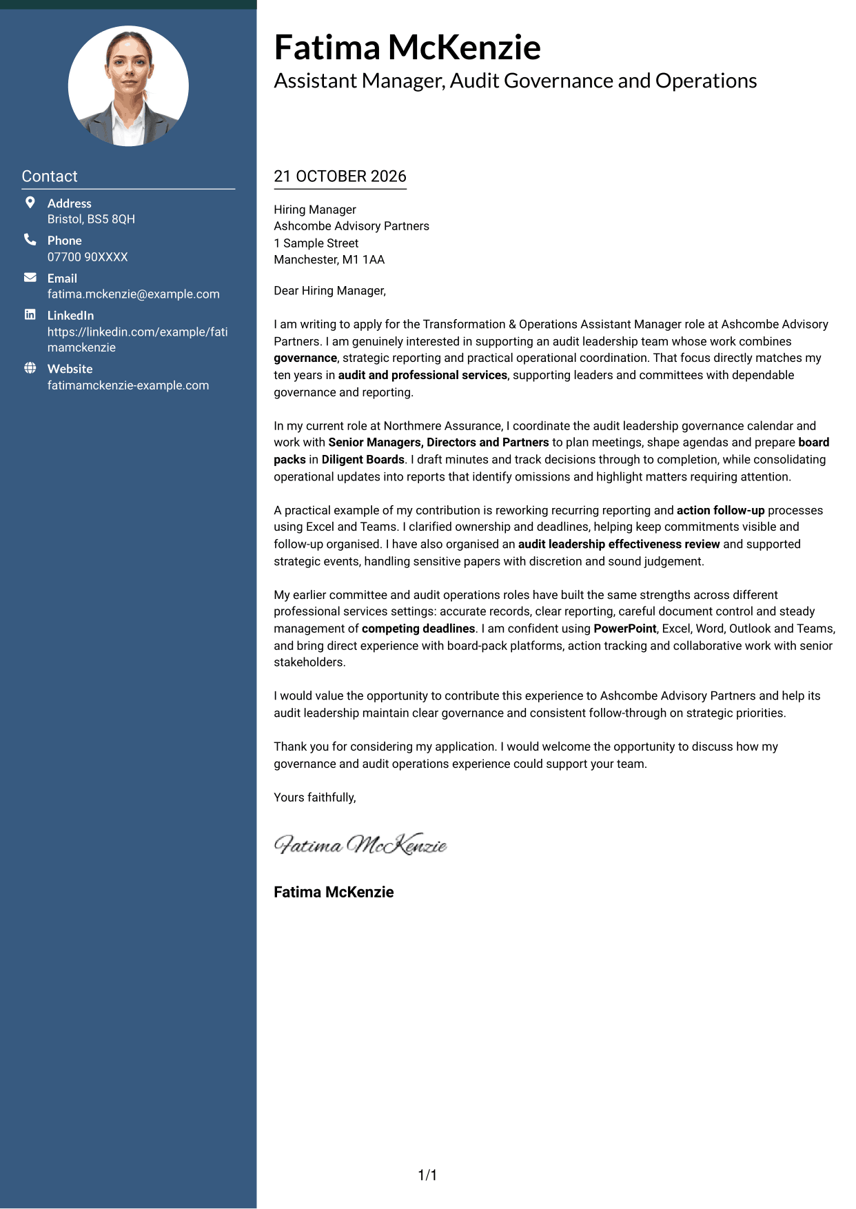 Cover letter example — page 1