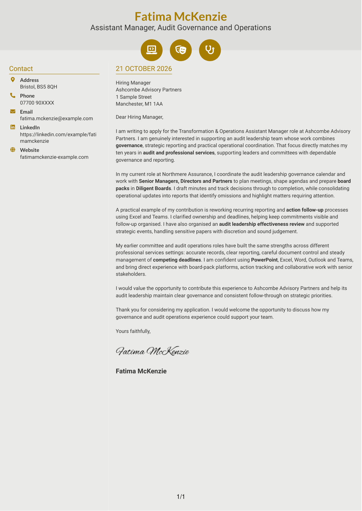 Cover letter example — page 1