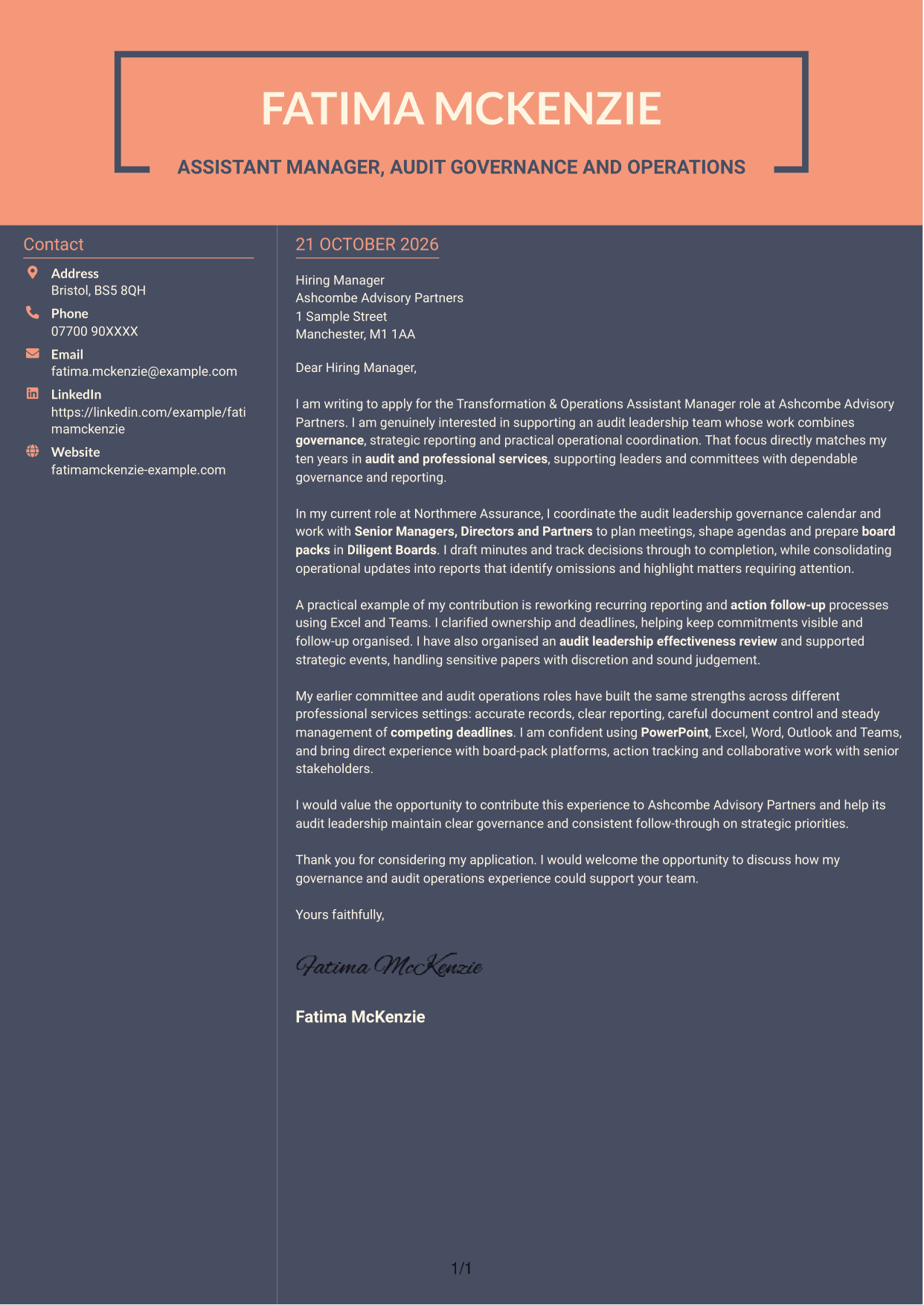 Cover letter example — page 1