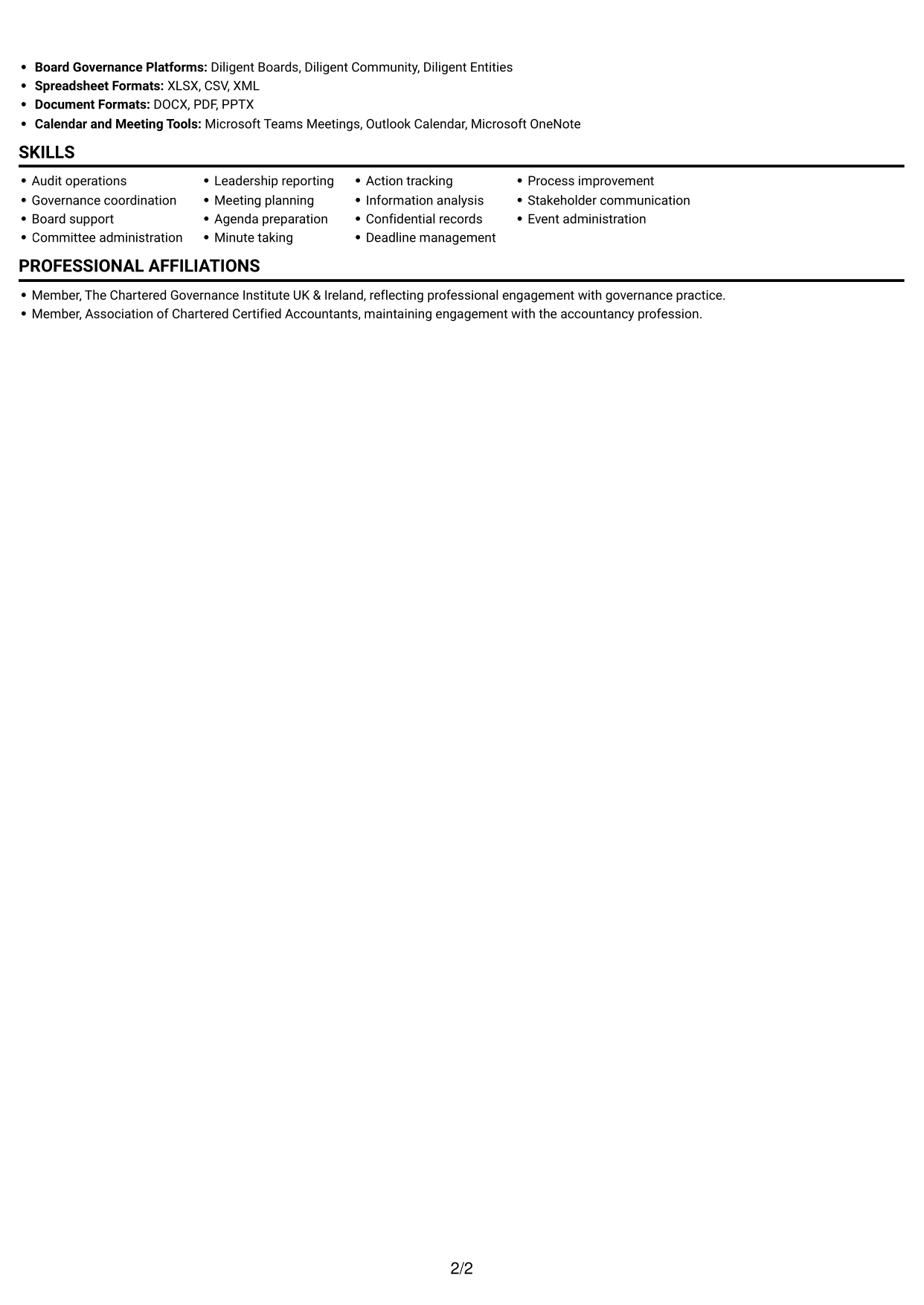CV example — page 2
