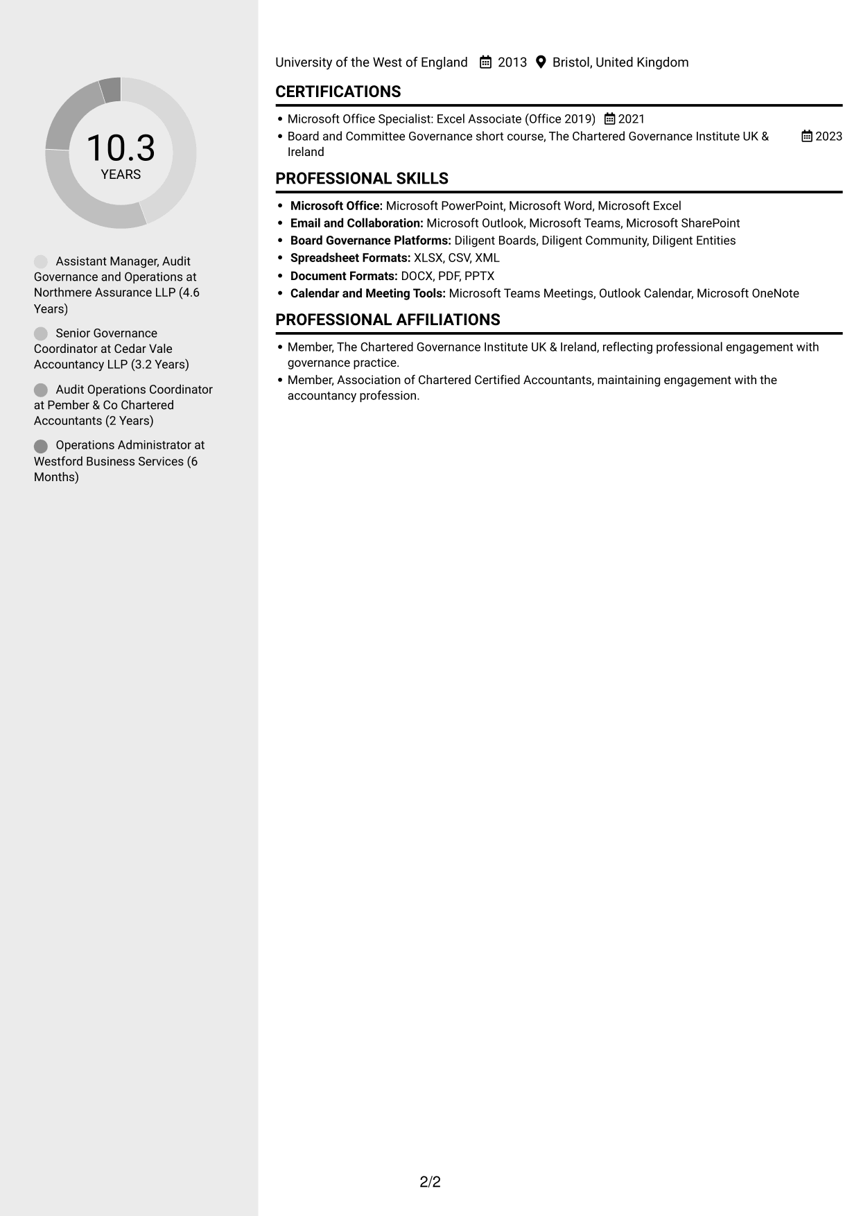 CV example — page 2