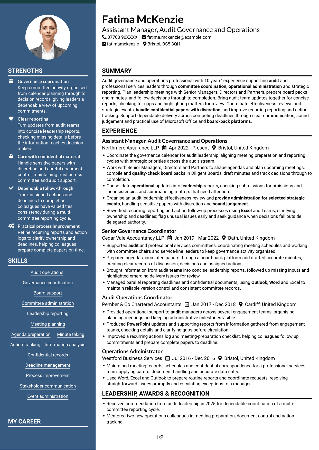 CV example — page 1