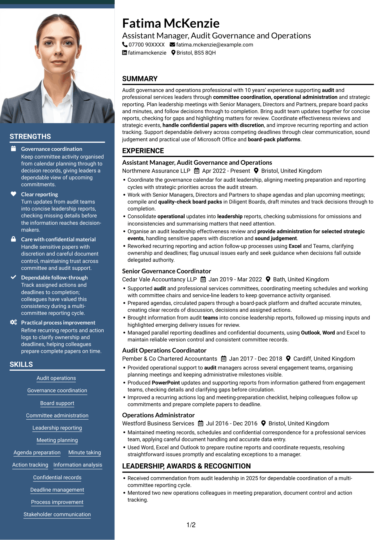 CV example — page 1