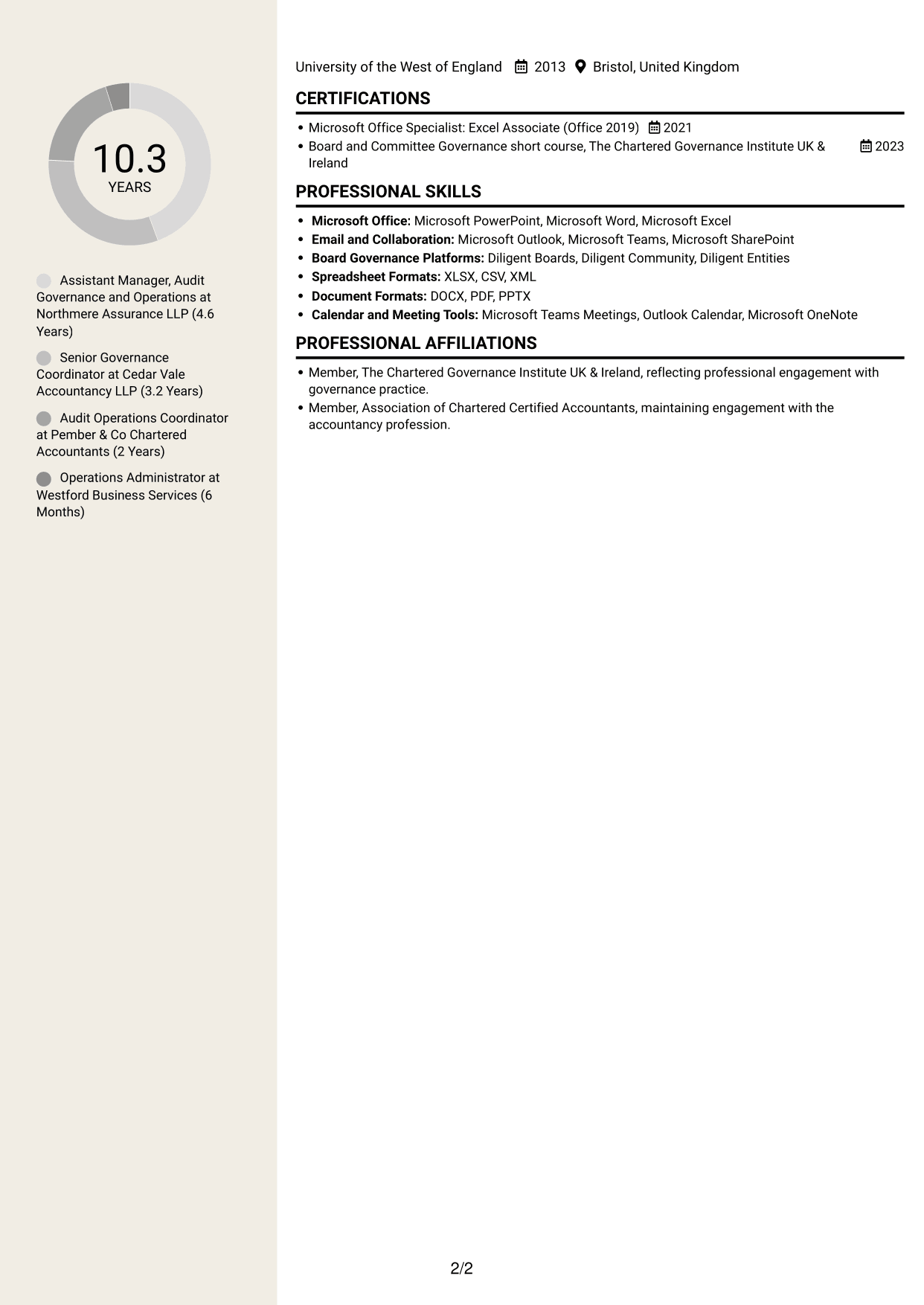 CV example — page 2