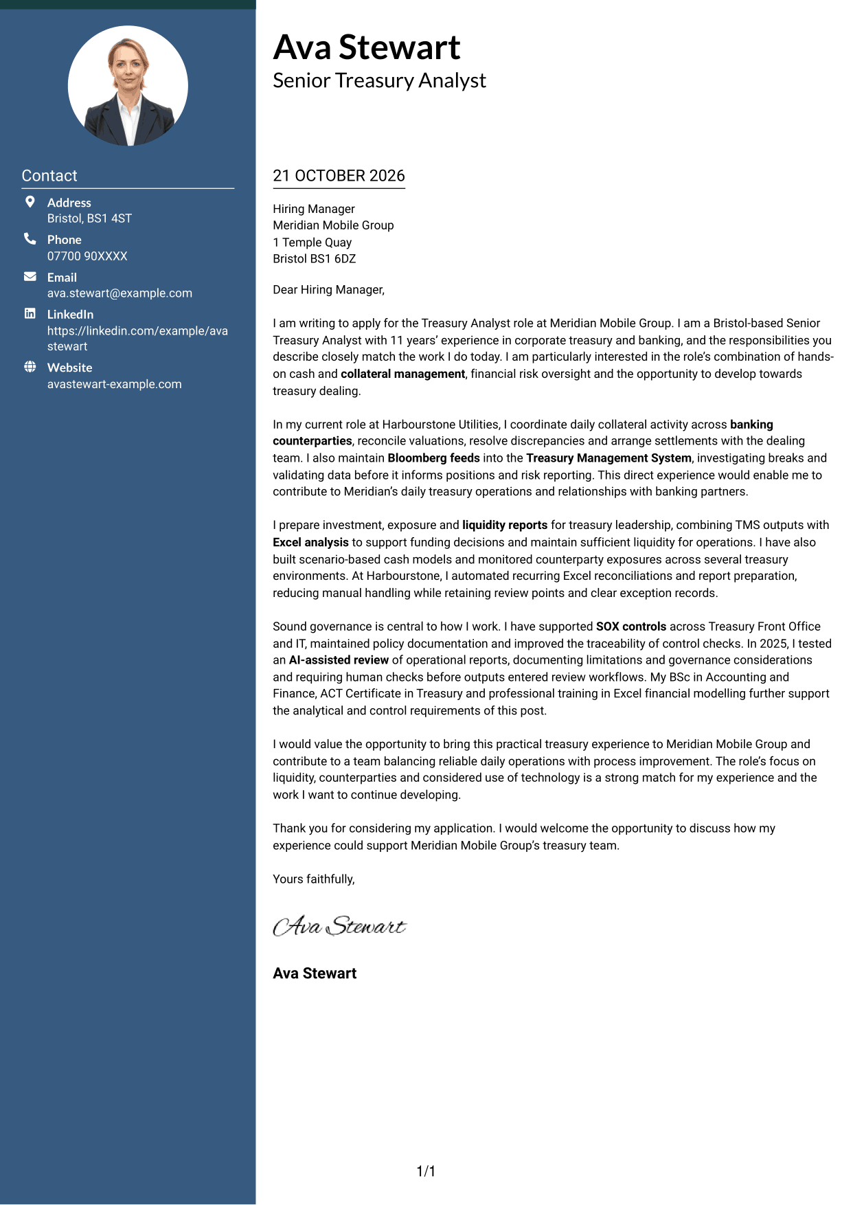 Cover letter example — page 1