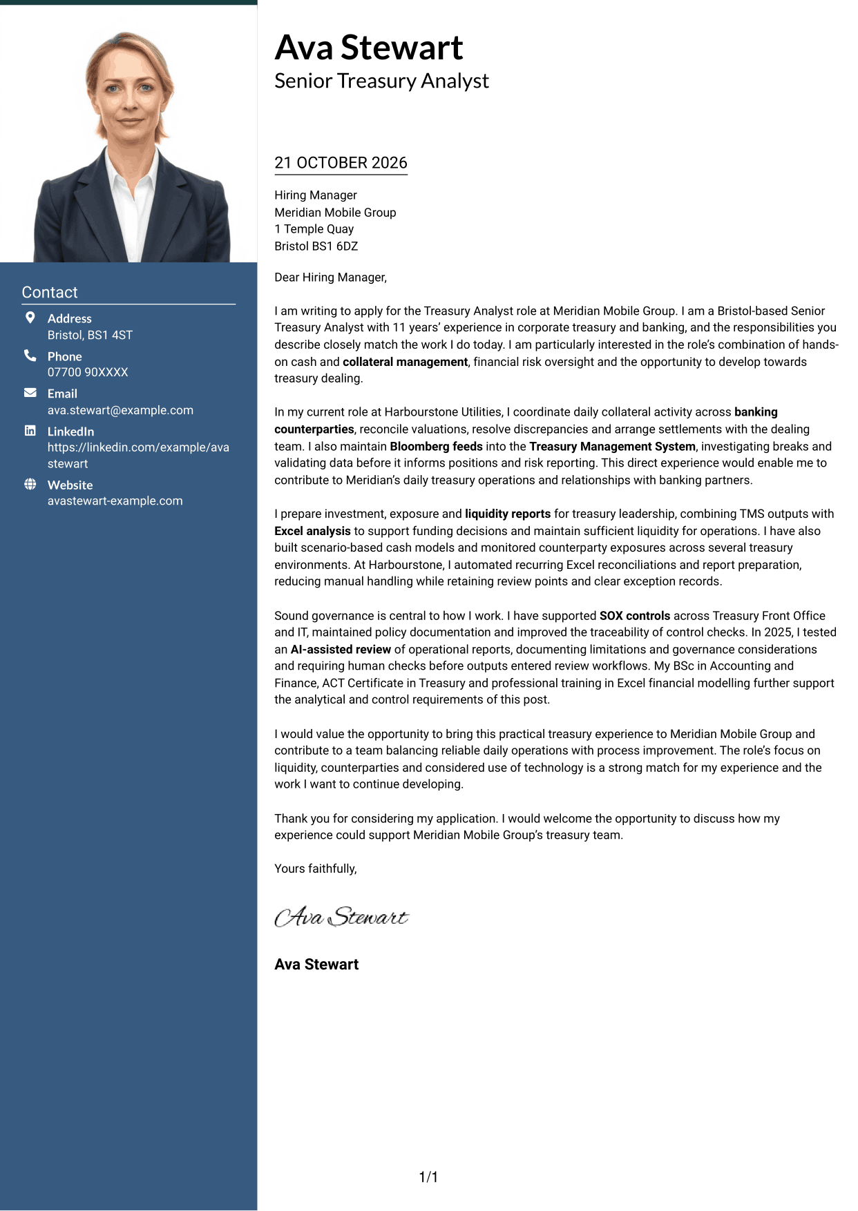 Cover letter example — page 1