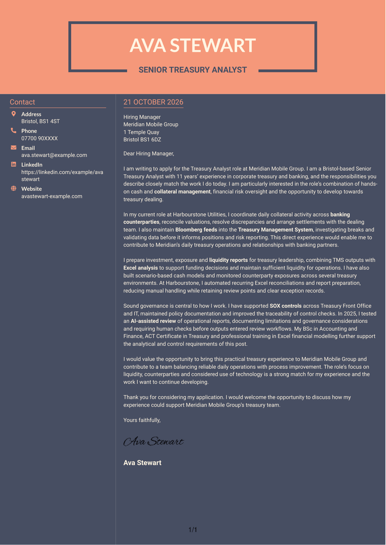 Cover letter example — page 1