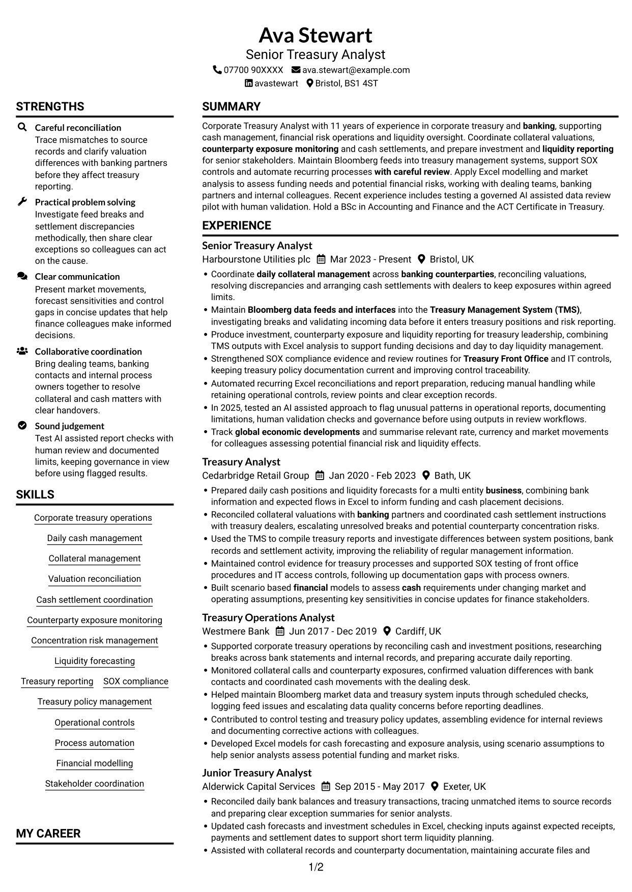 CV example — page 1