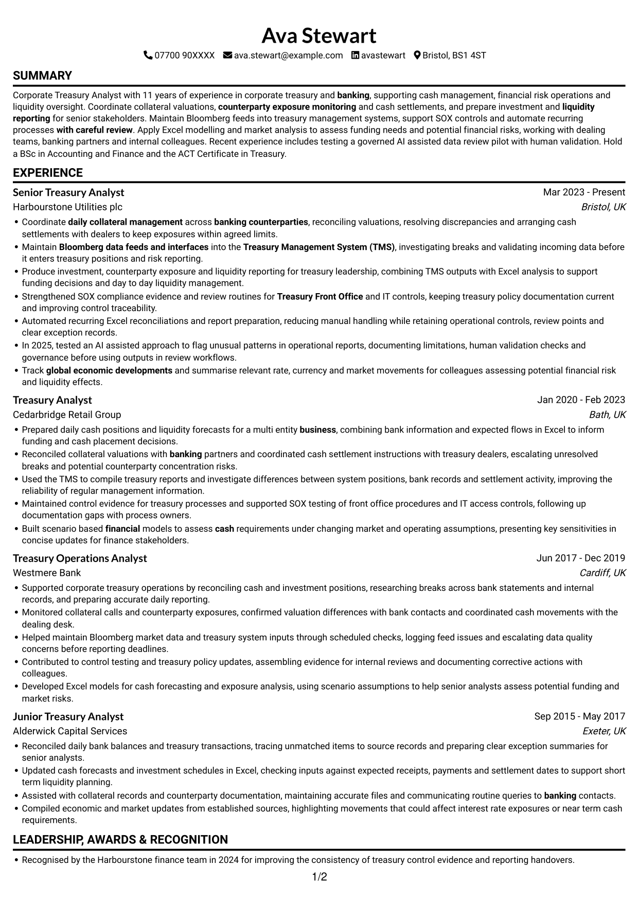 CV example — page 1