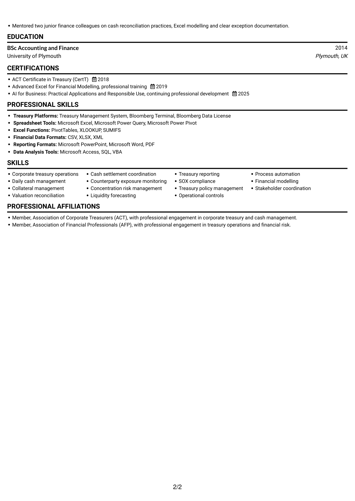 CV example — page 2