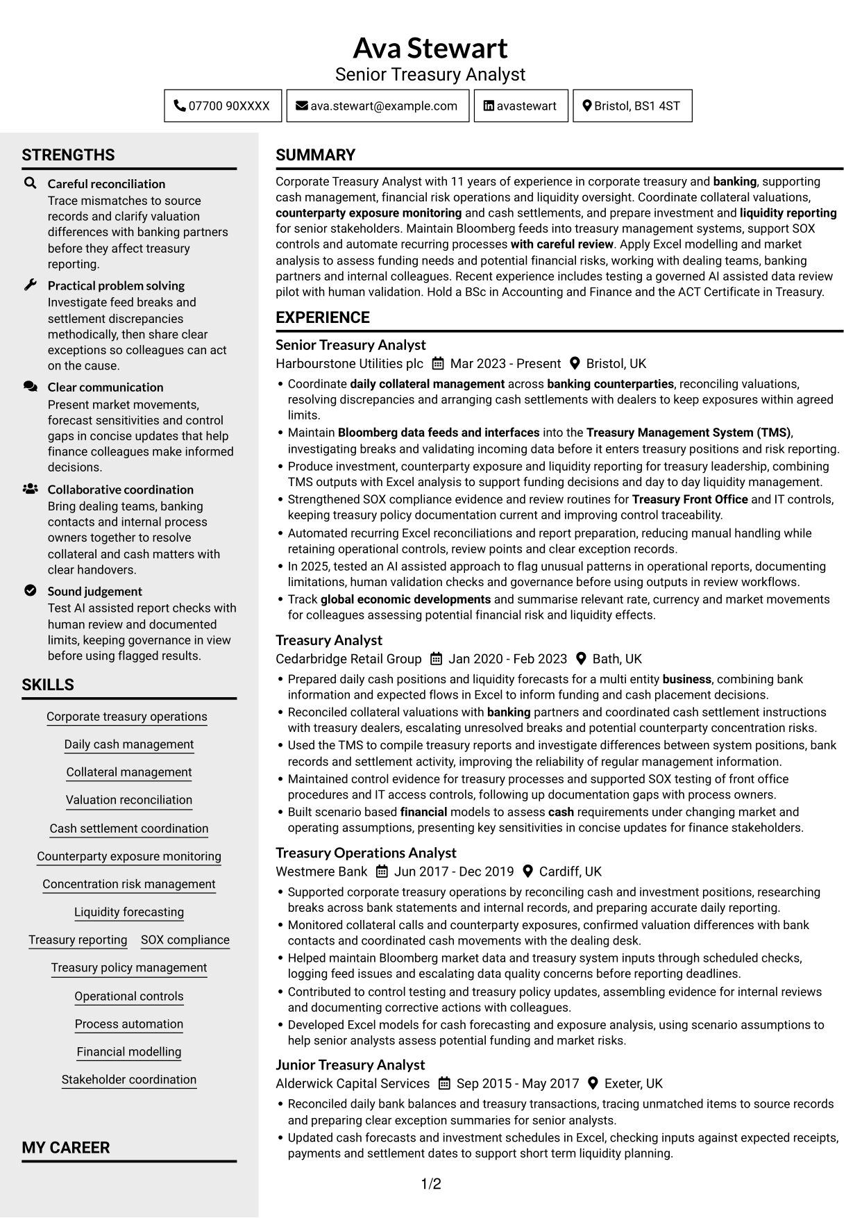 CV example — page 1