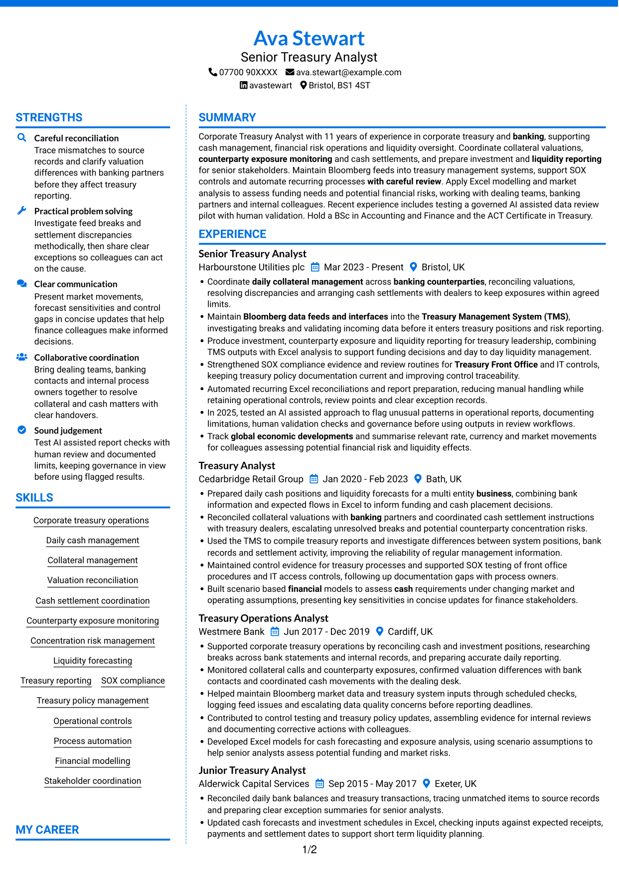 CV example — page 1