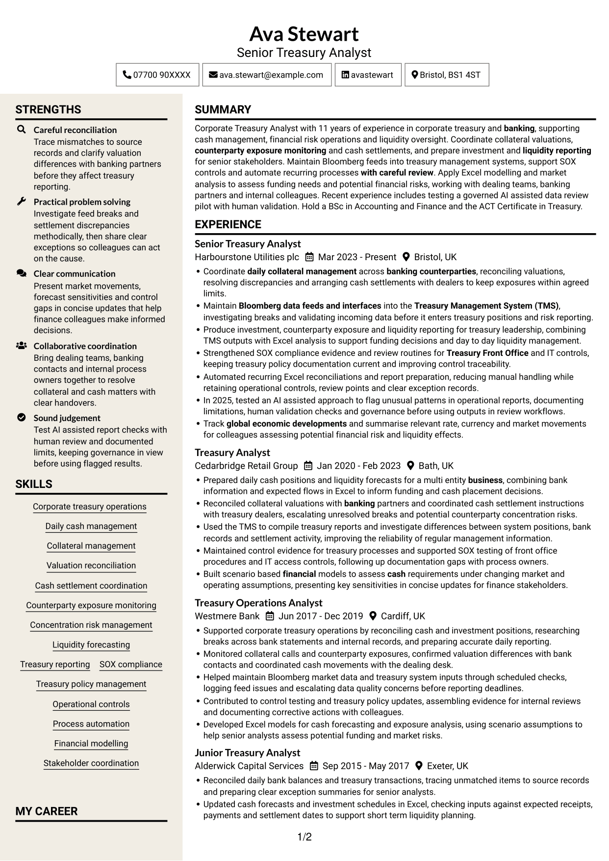 CV example — page 1