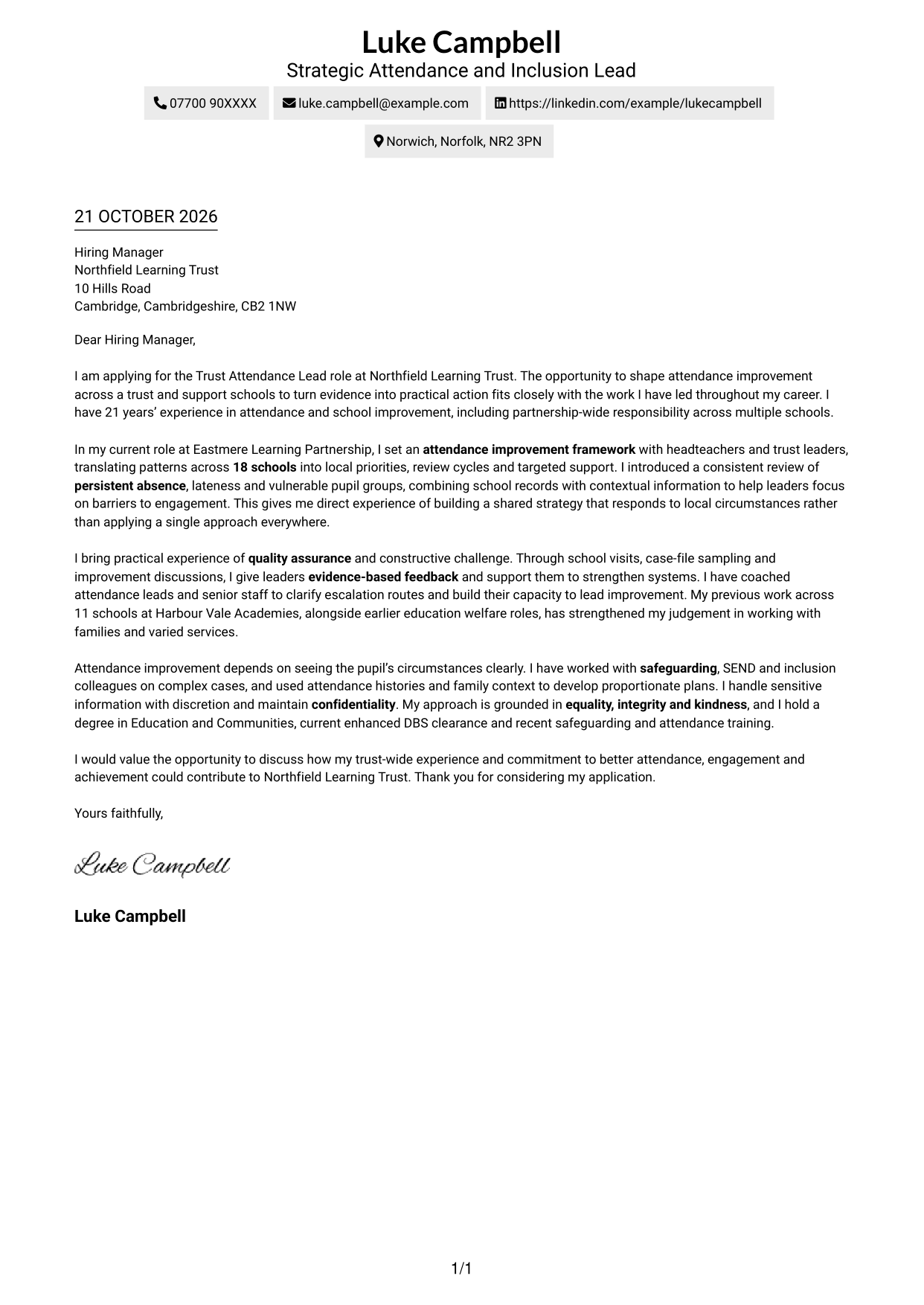 Cover letter example — page 1