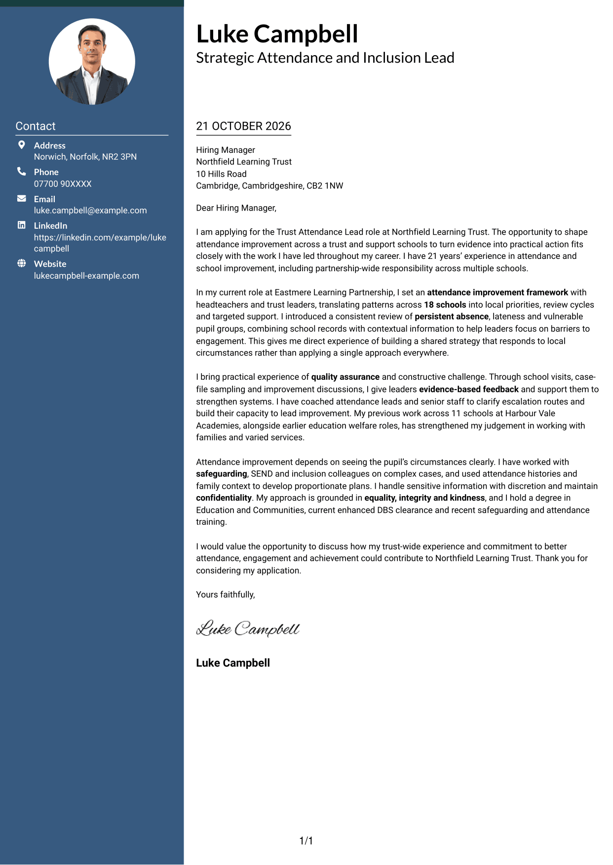Cover letter example — page 1