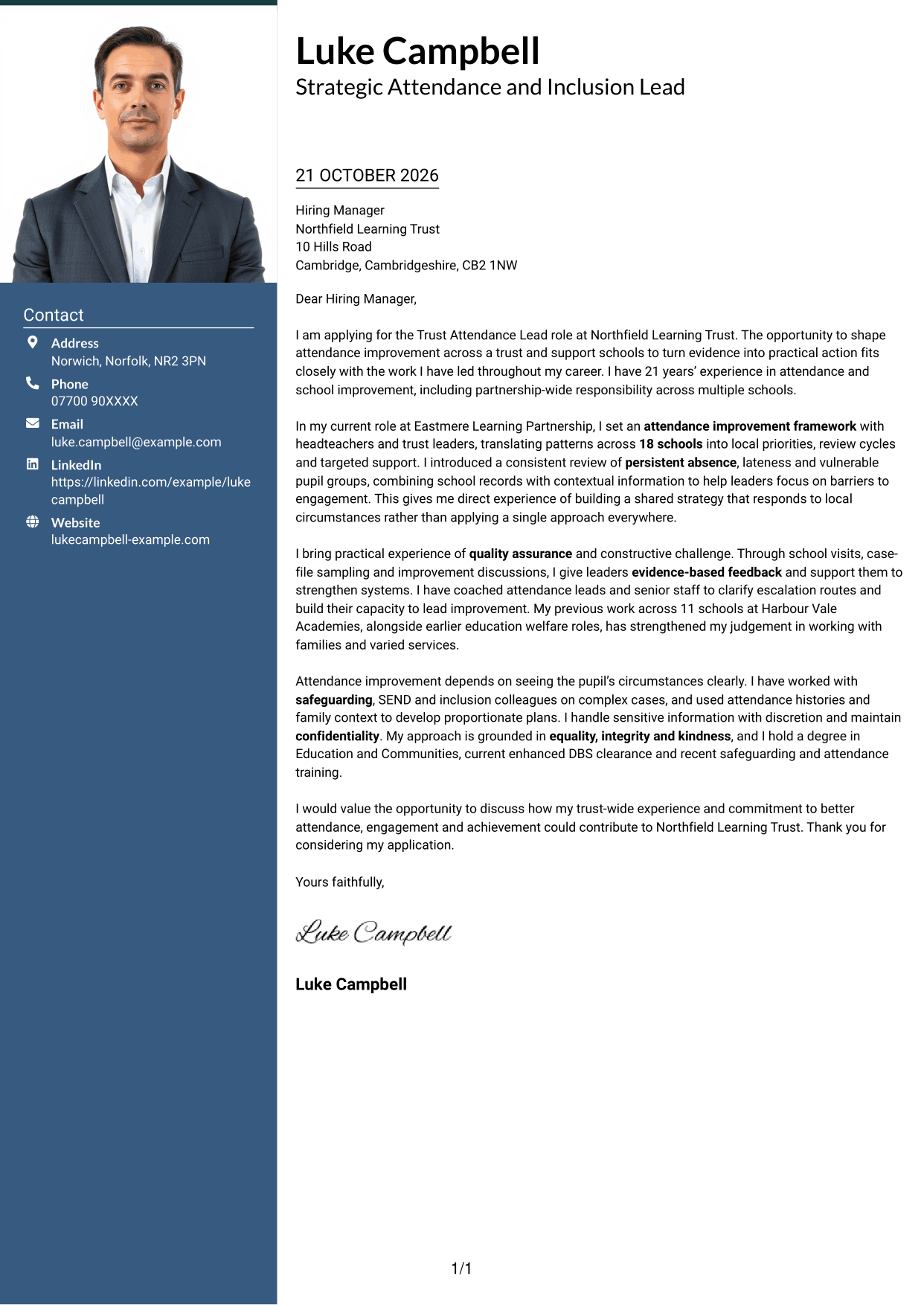 Cover letter example — page 1