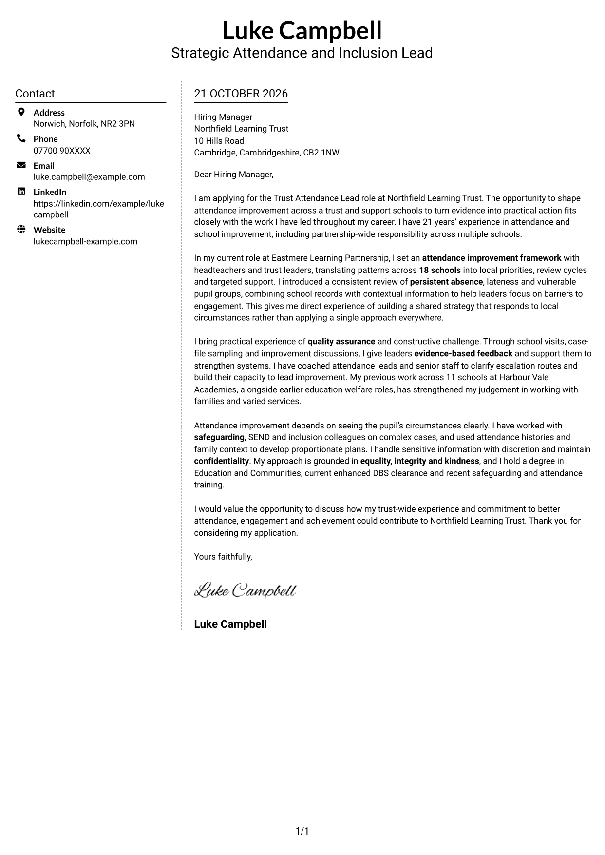 Cover letter example — page 1