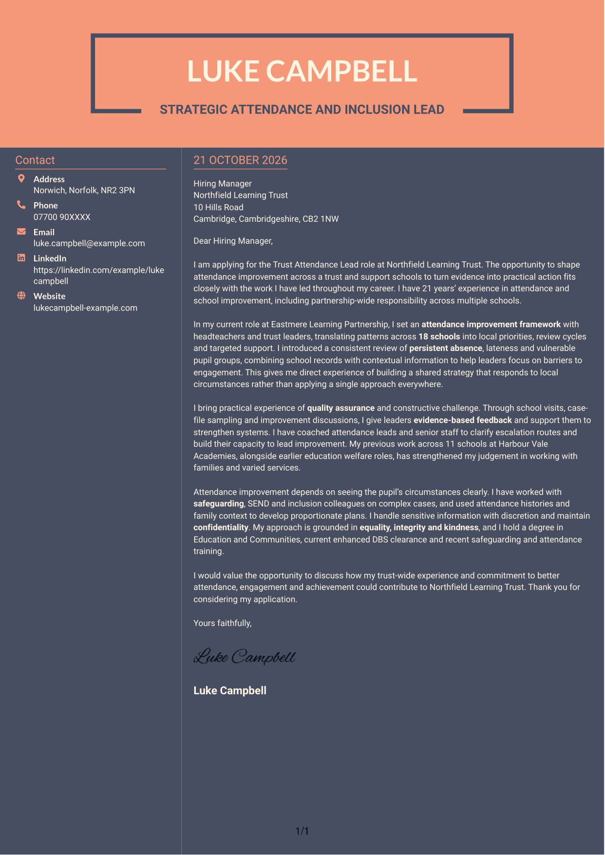 Cover letter example — page 1