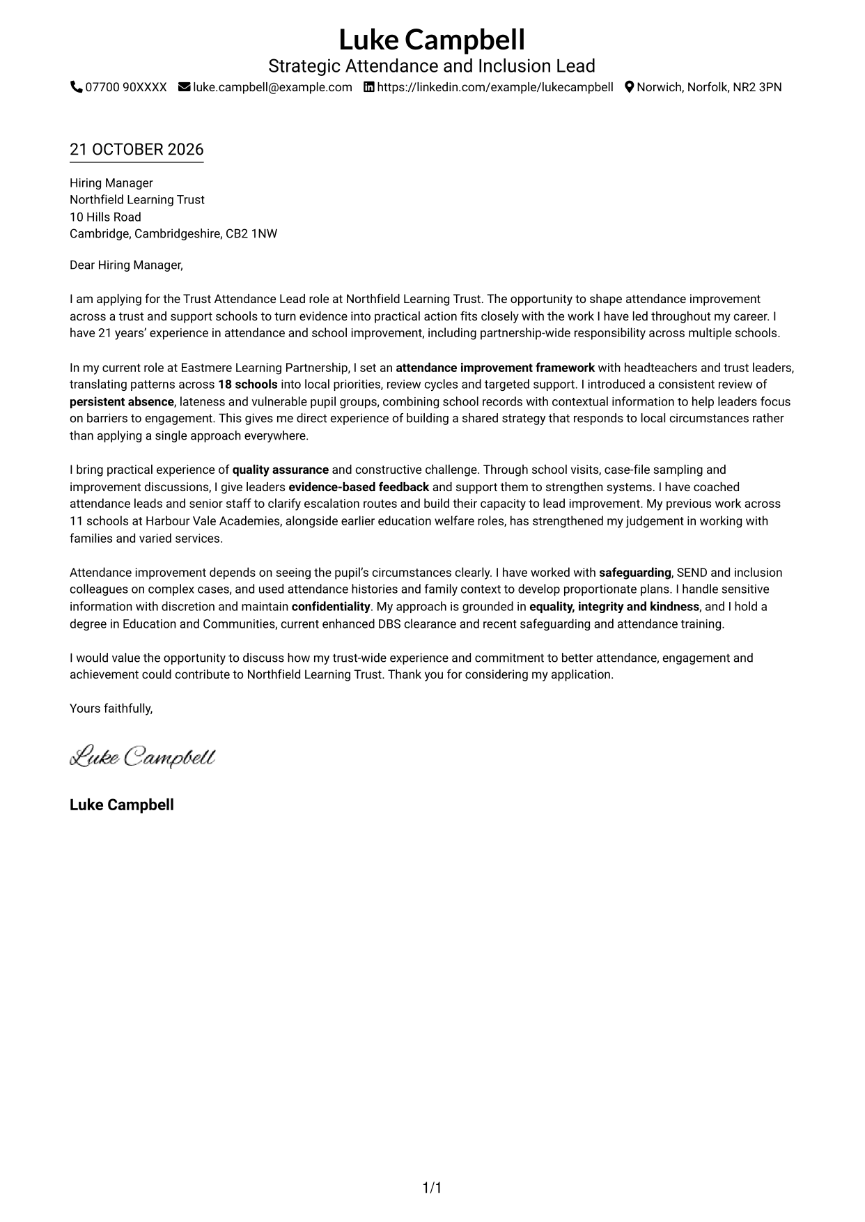Cover letter example — page 1