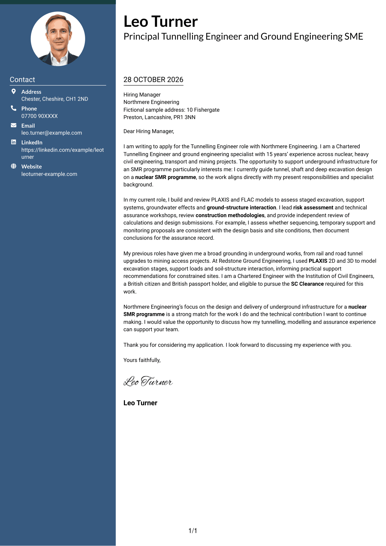 Cover letter example — page 1
