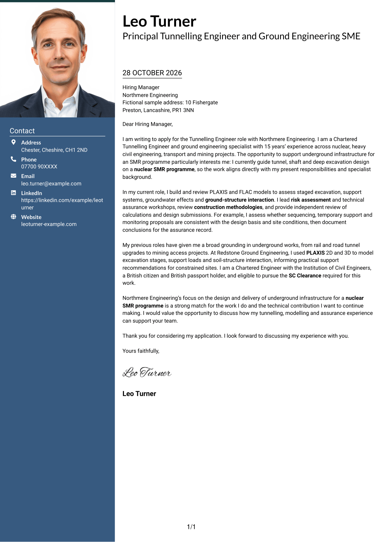 Cover letter example — page 1