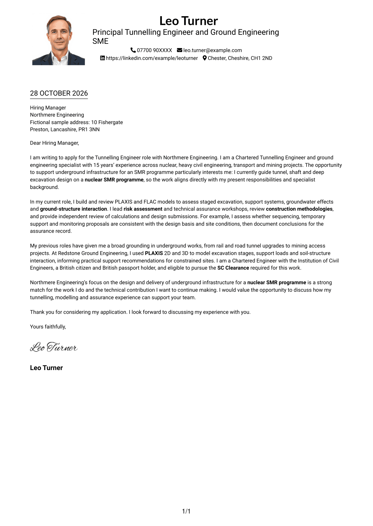 Cover letter example — page 1