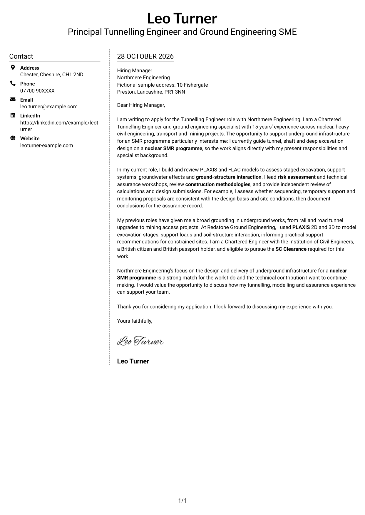 Cover letter example — page 1