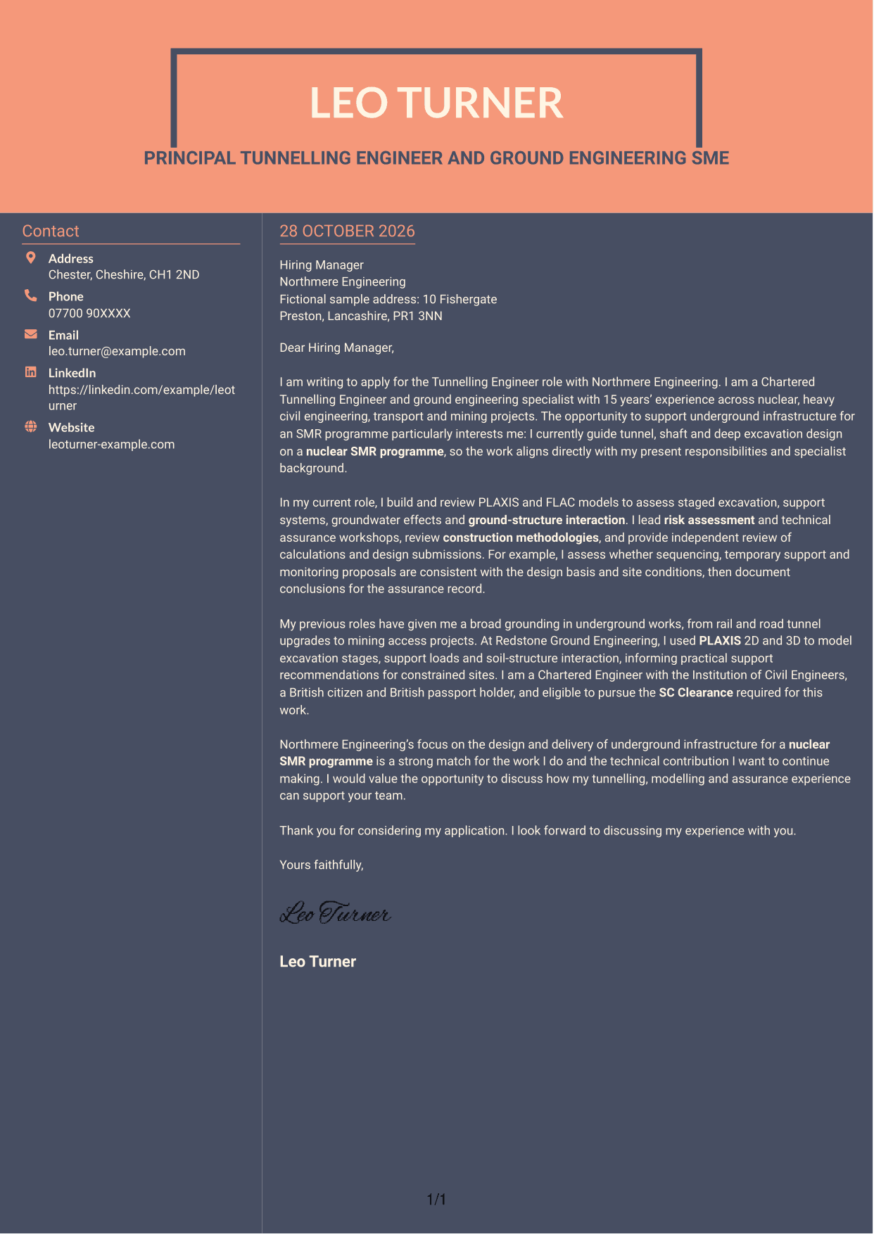 Cover letter example — page 1