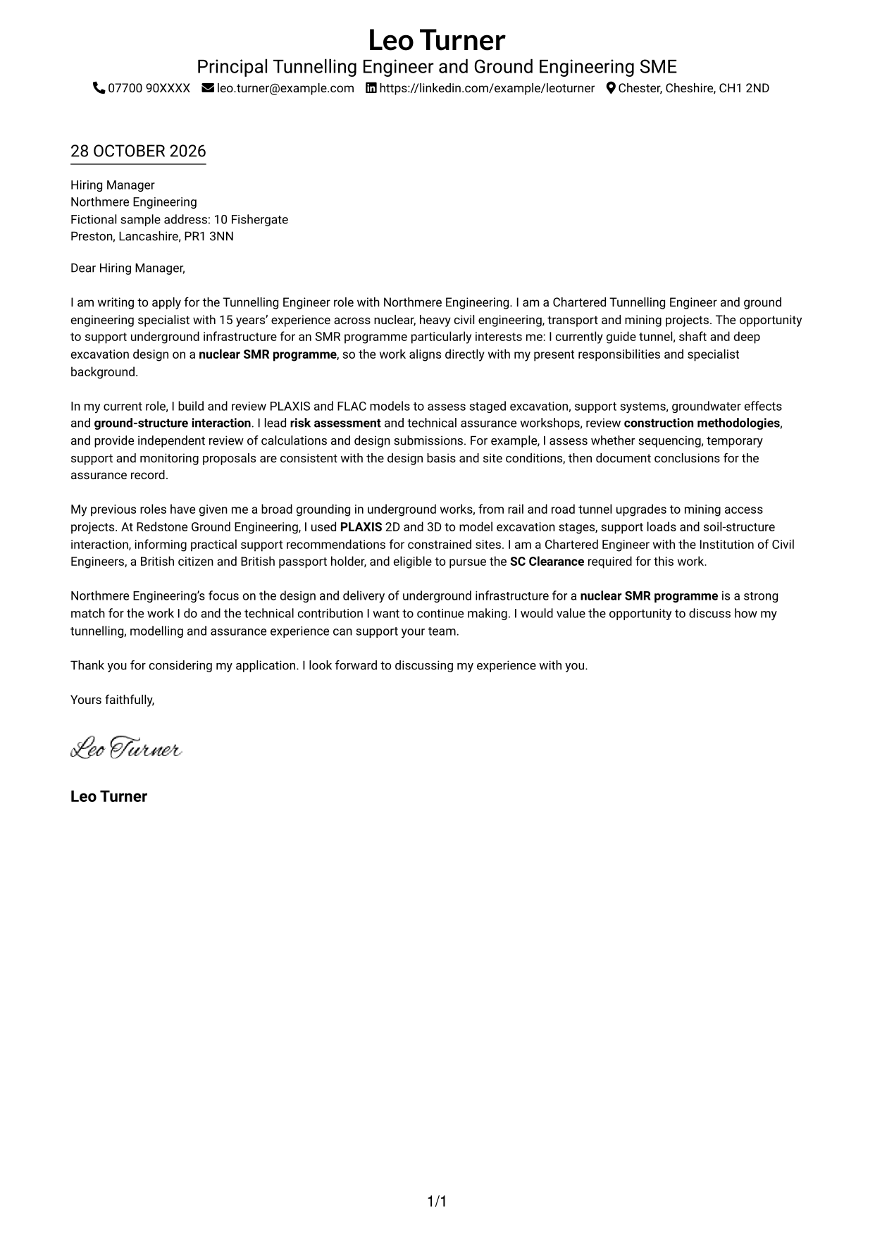 Cover letter example — page 1