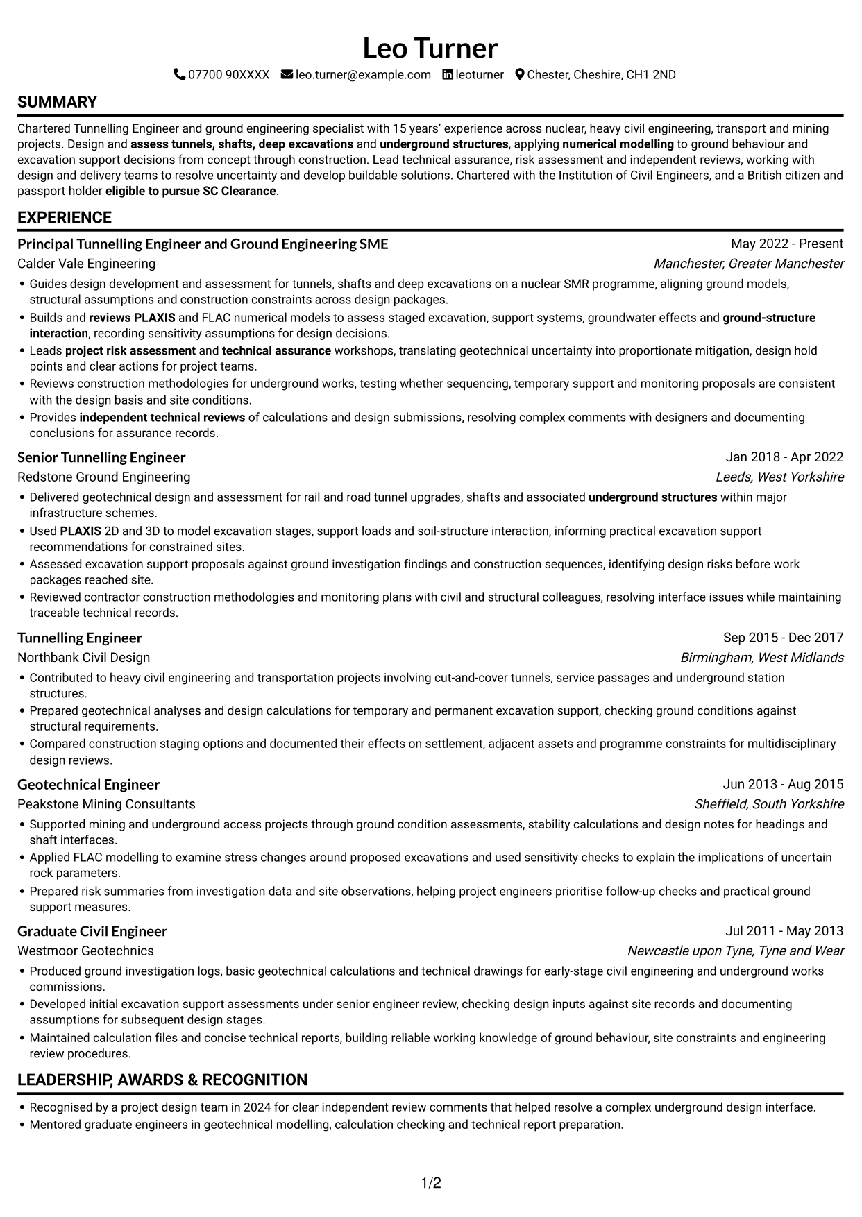 CV example — page 1