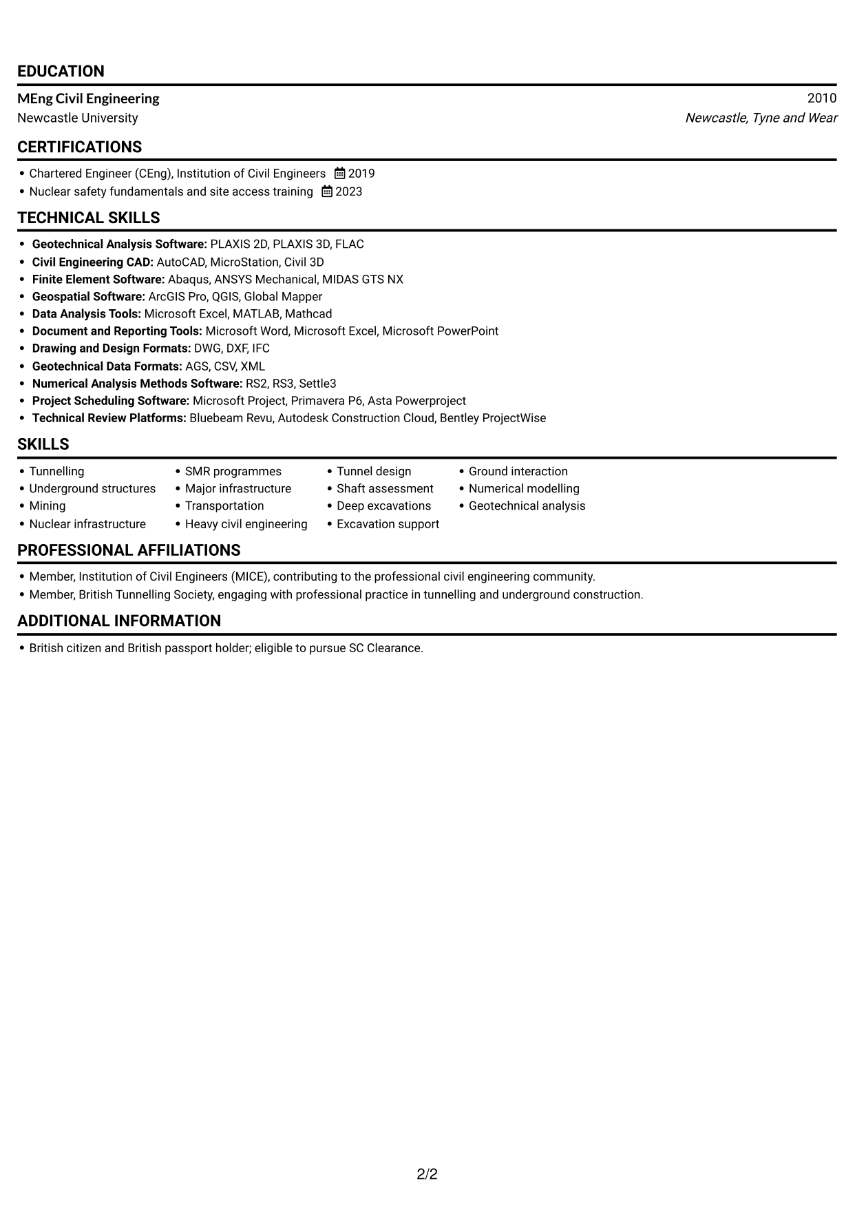 CV example — page 2