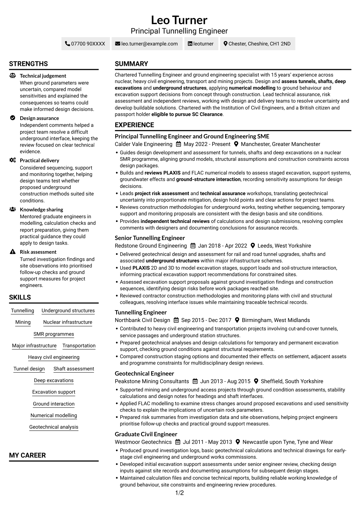 CV example — page 1