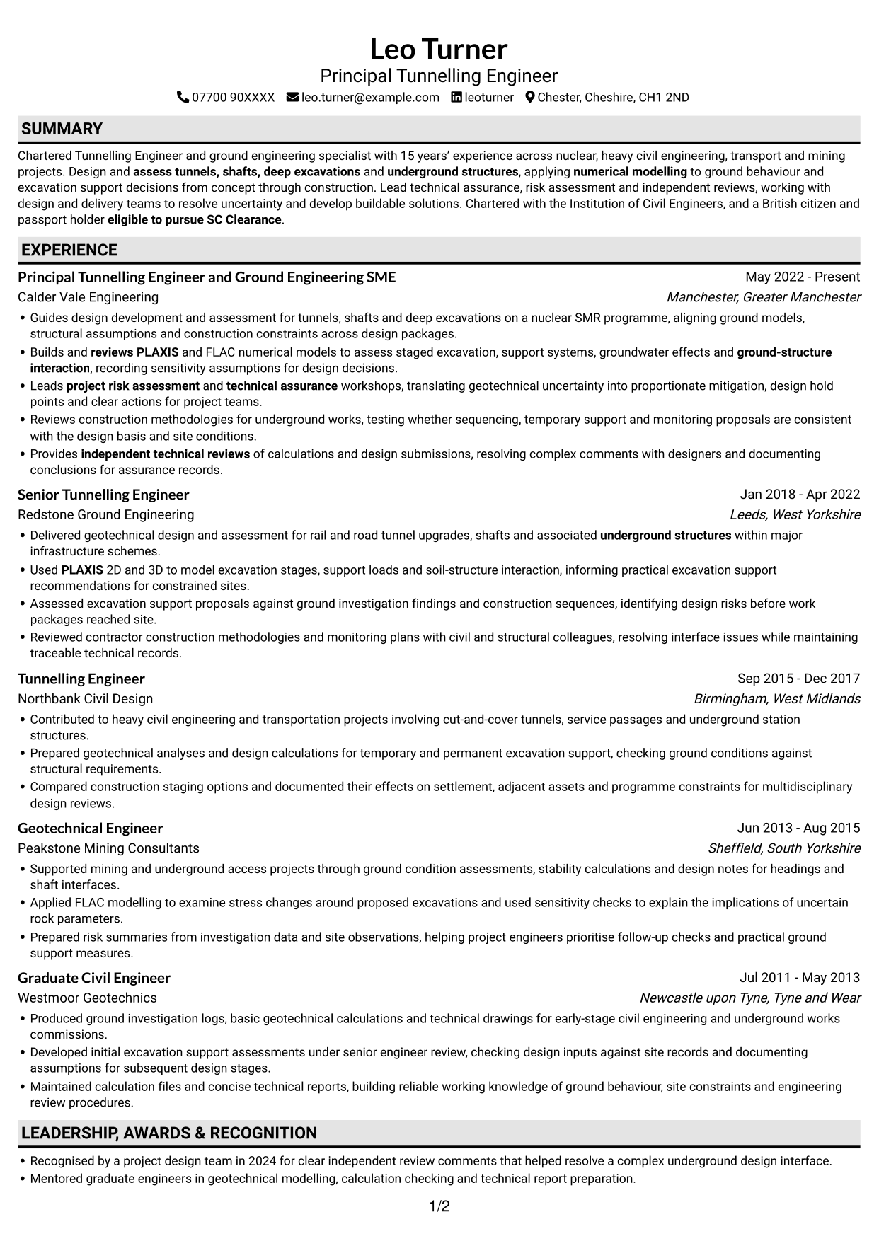 CV example — page 1