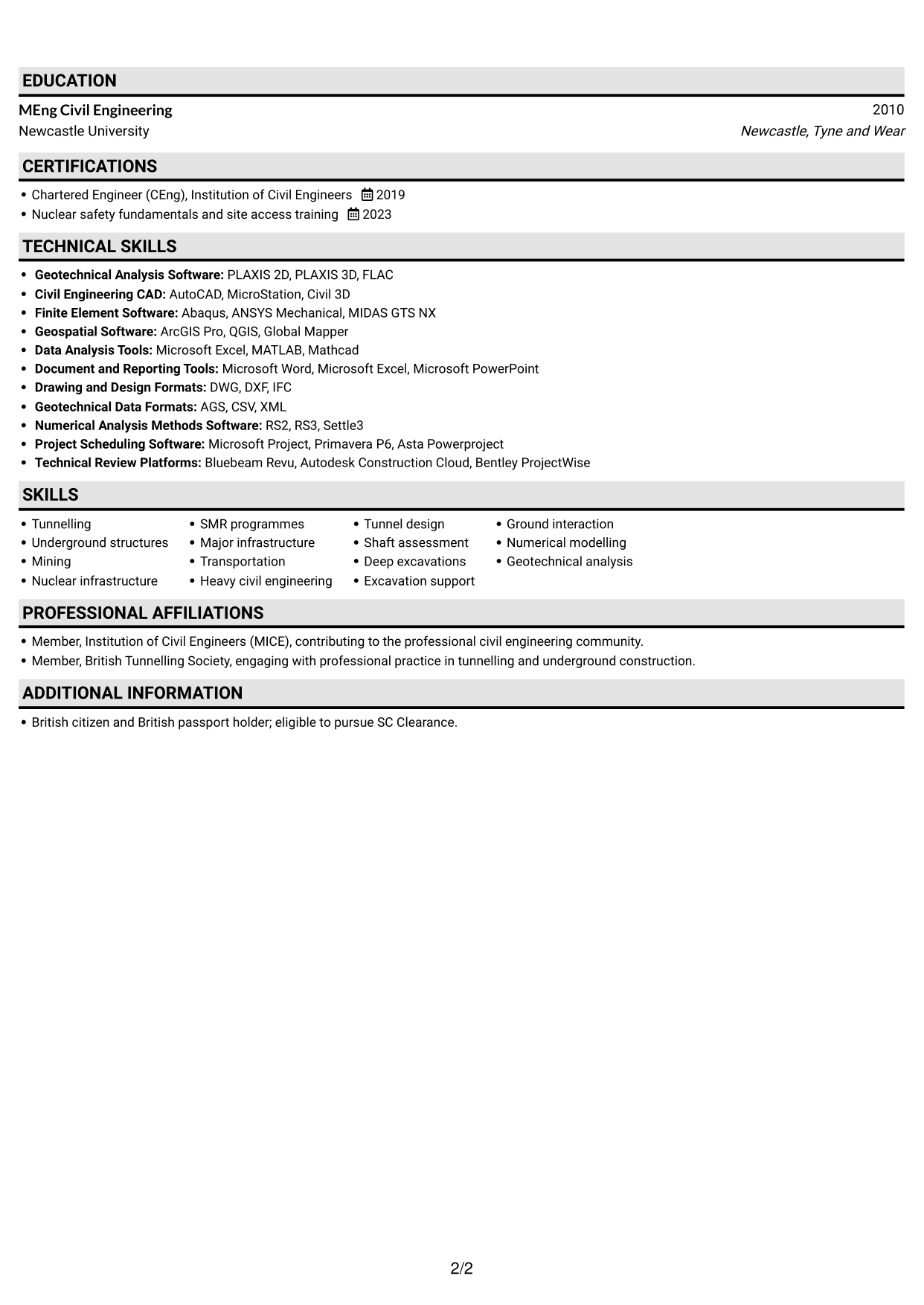 CV example — page 2