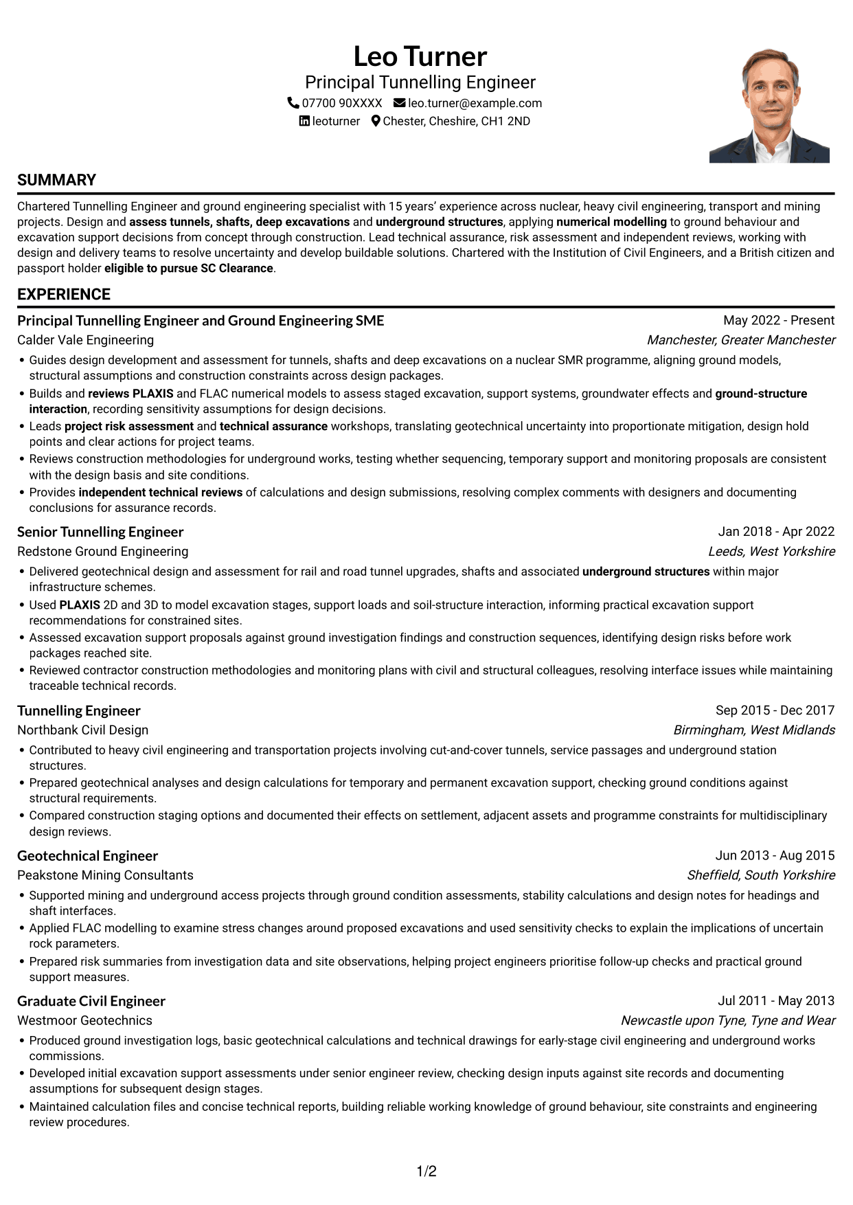 CV example — page 1