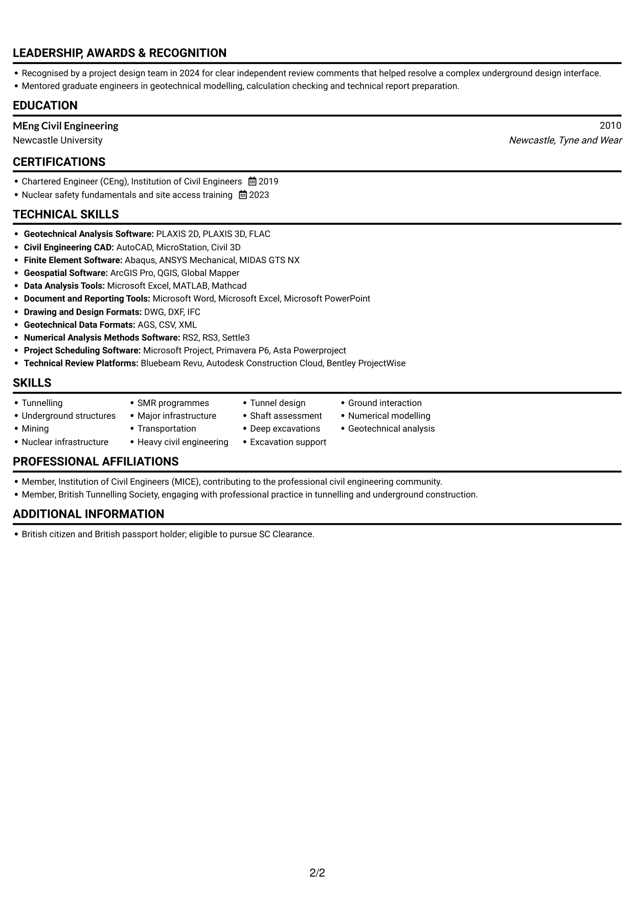 CV example — page 2