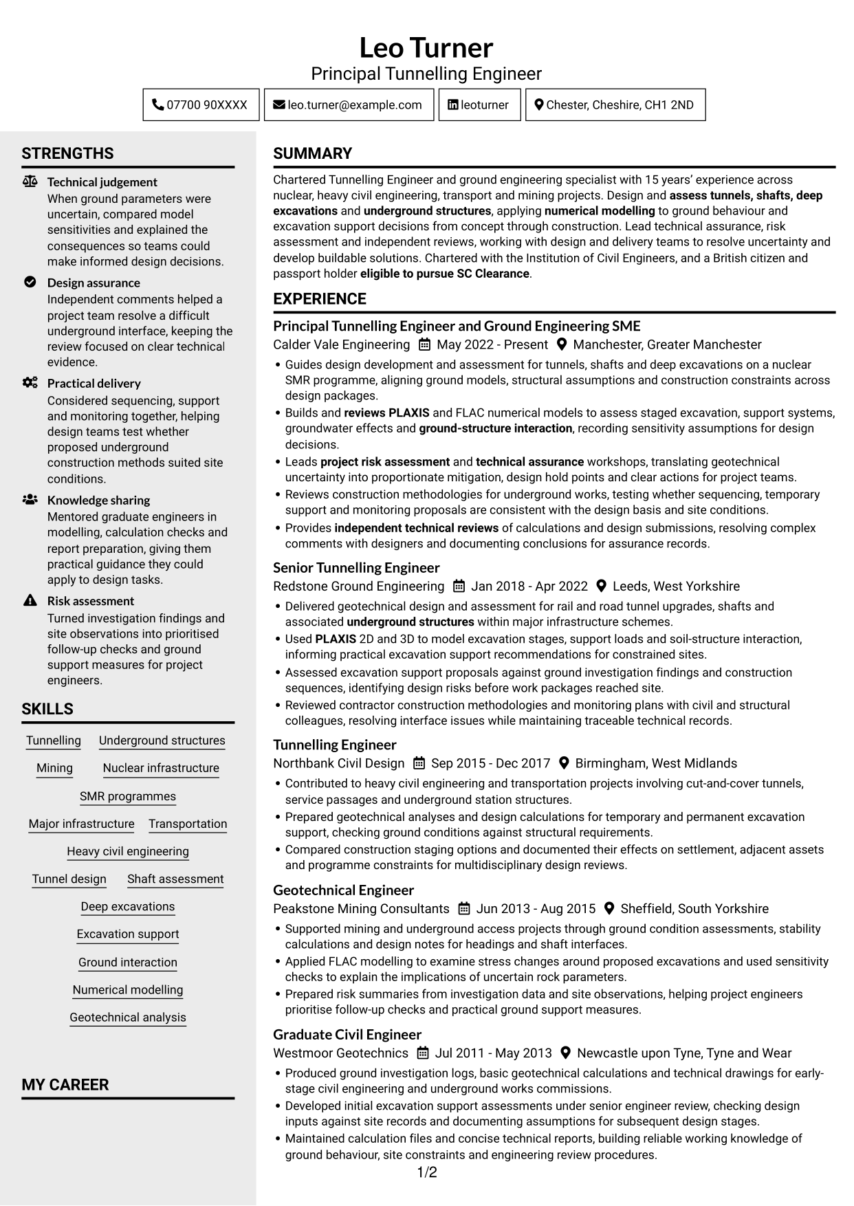 CV example — page 1