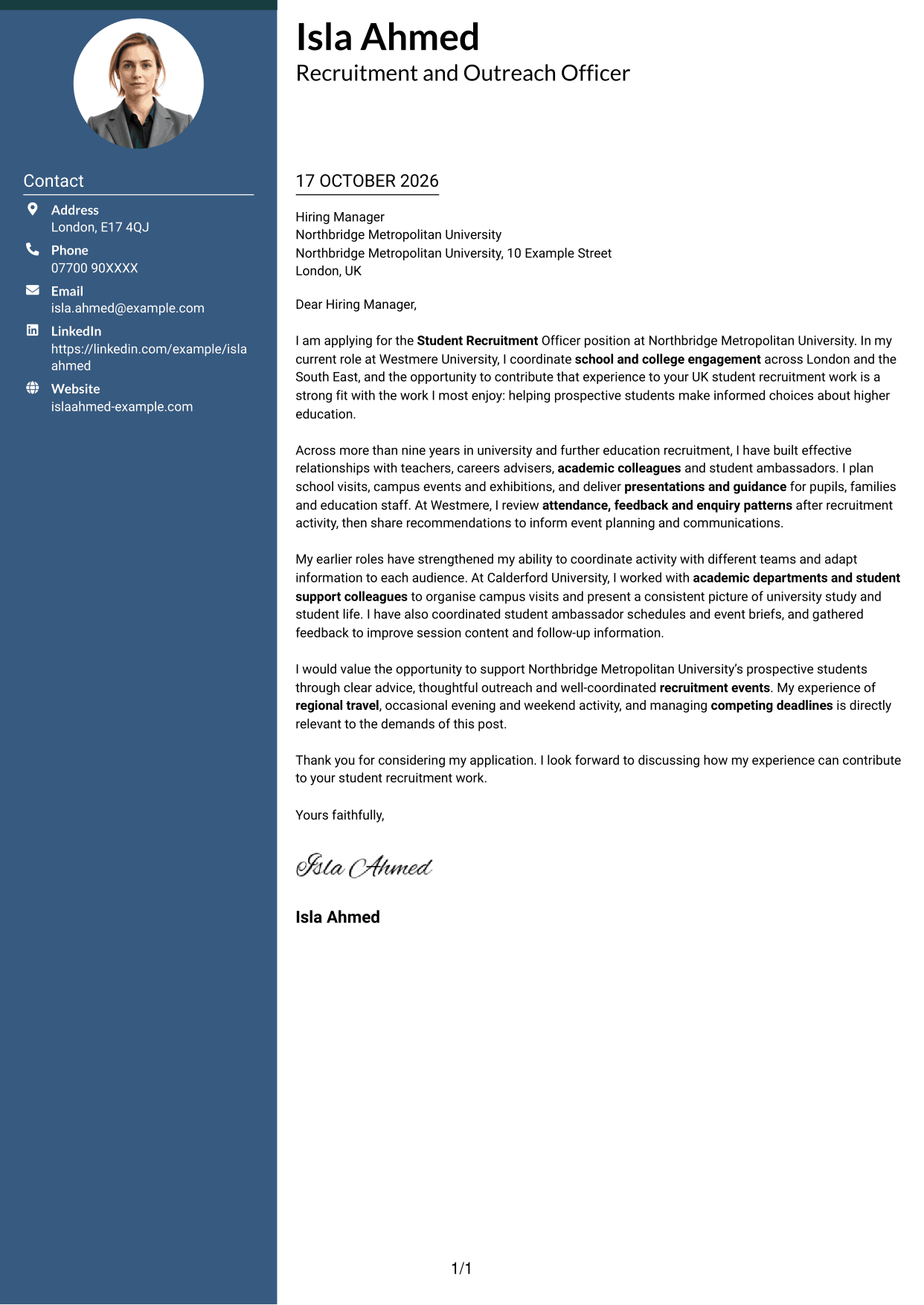 Cover letter example — page 1