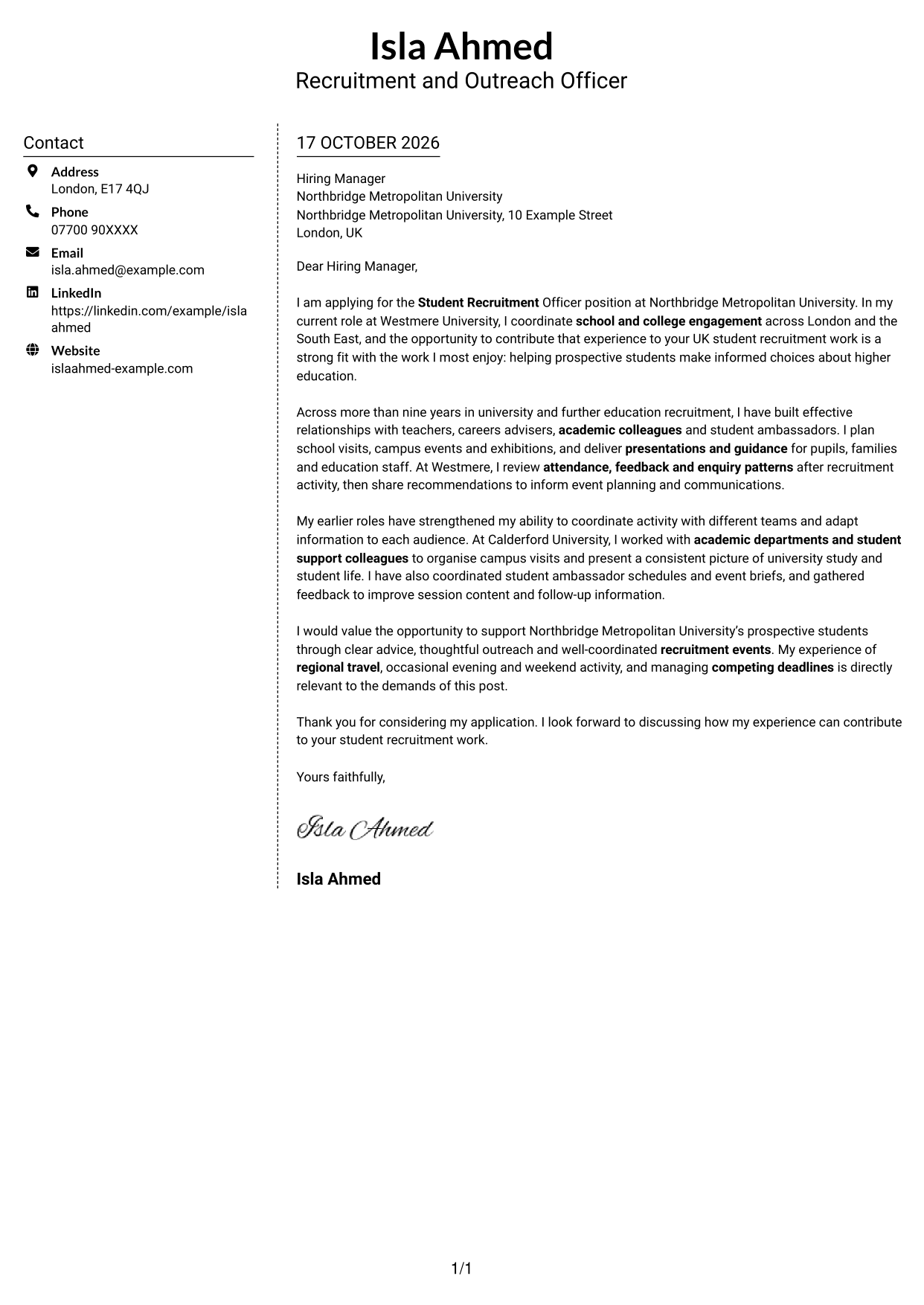 Cover letter example — page 1