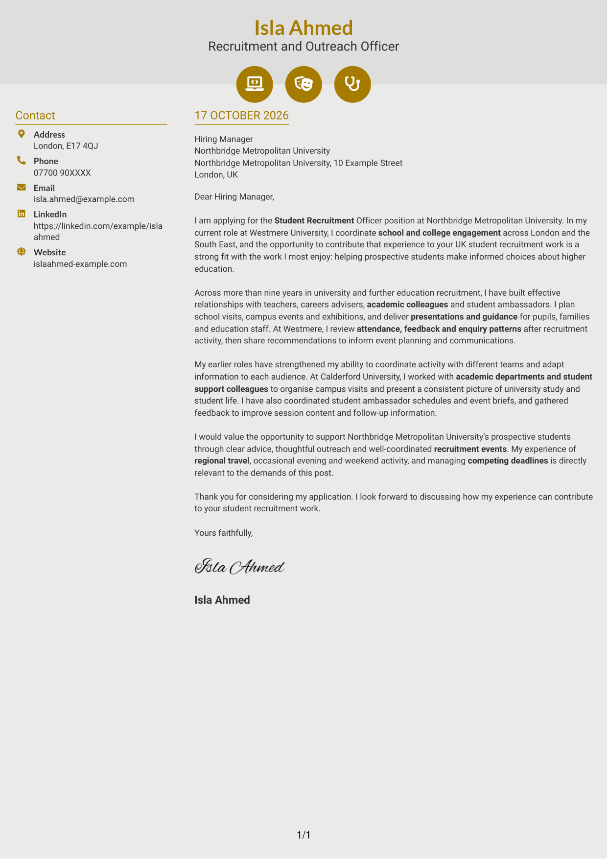 Cover letter example — page 1