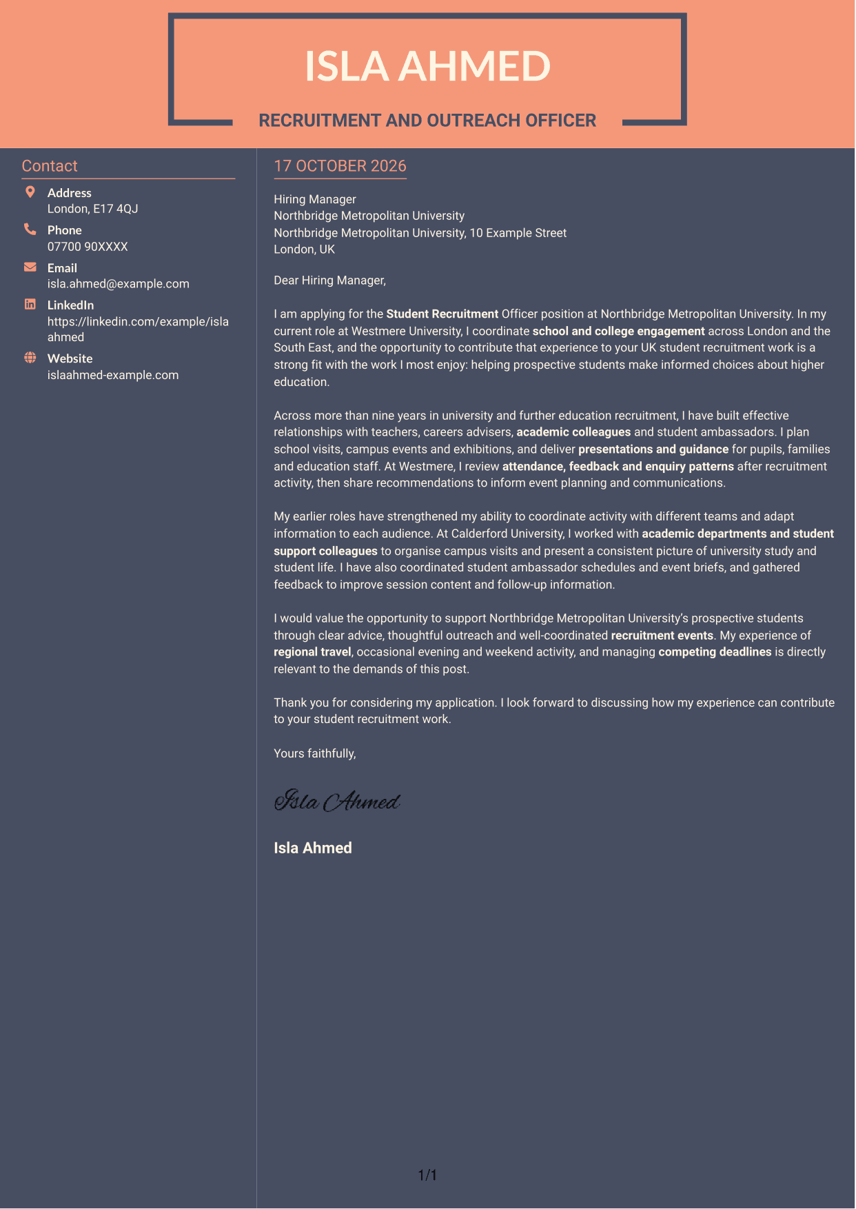 Cover letter example — page 1